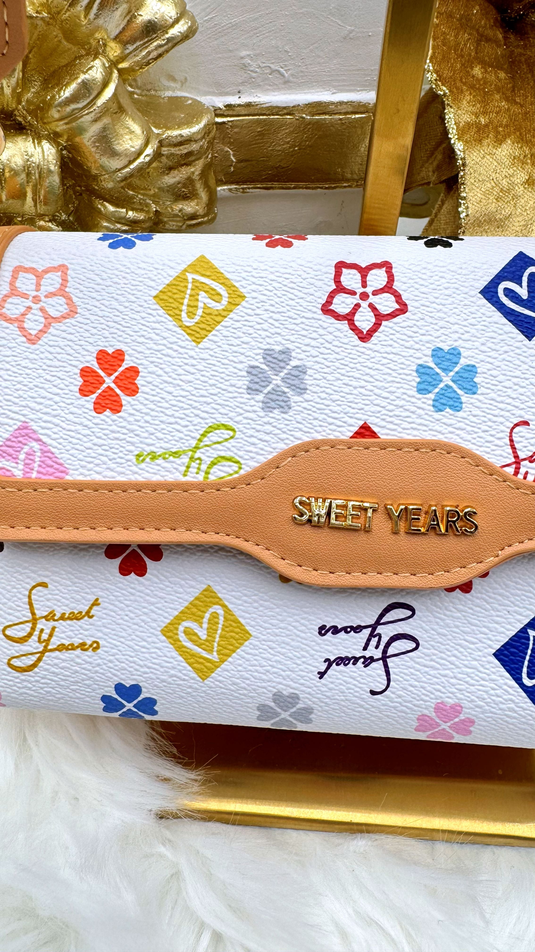 Kleine Umhängetasche Sweet Symbols *Weiß/Bunt*