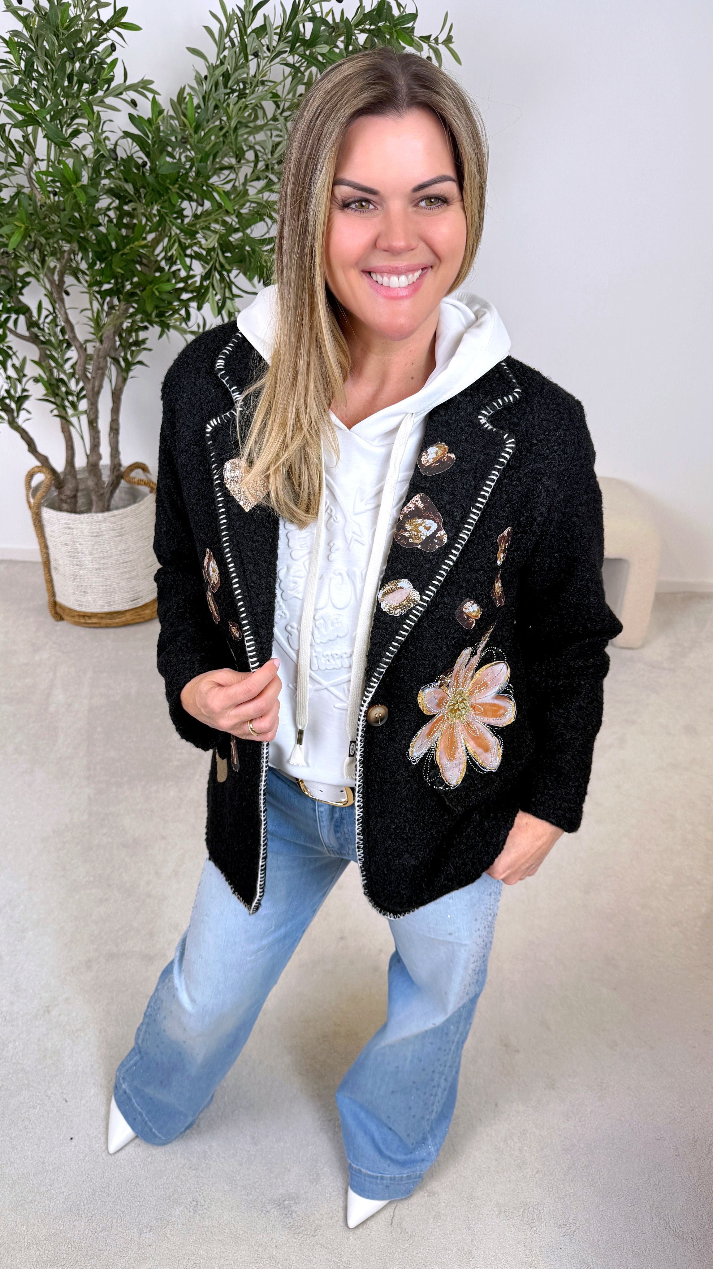 Bouclé Blazer Creative Soul *Schwarz*