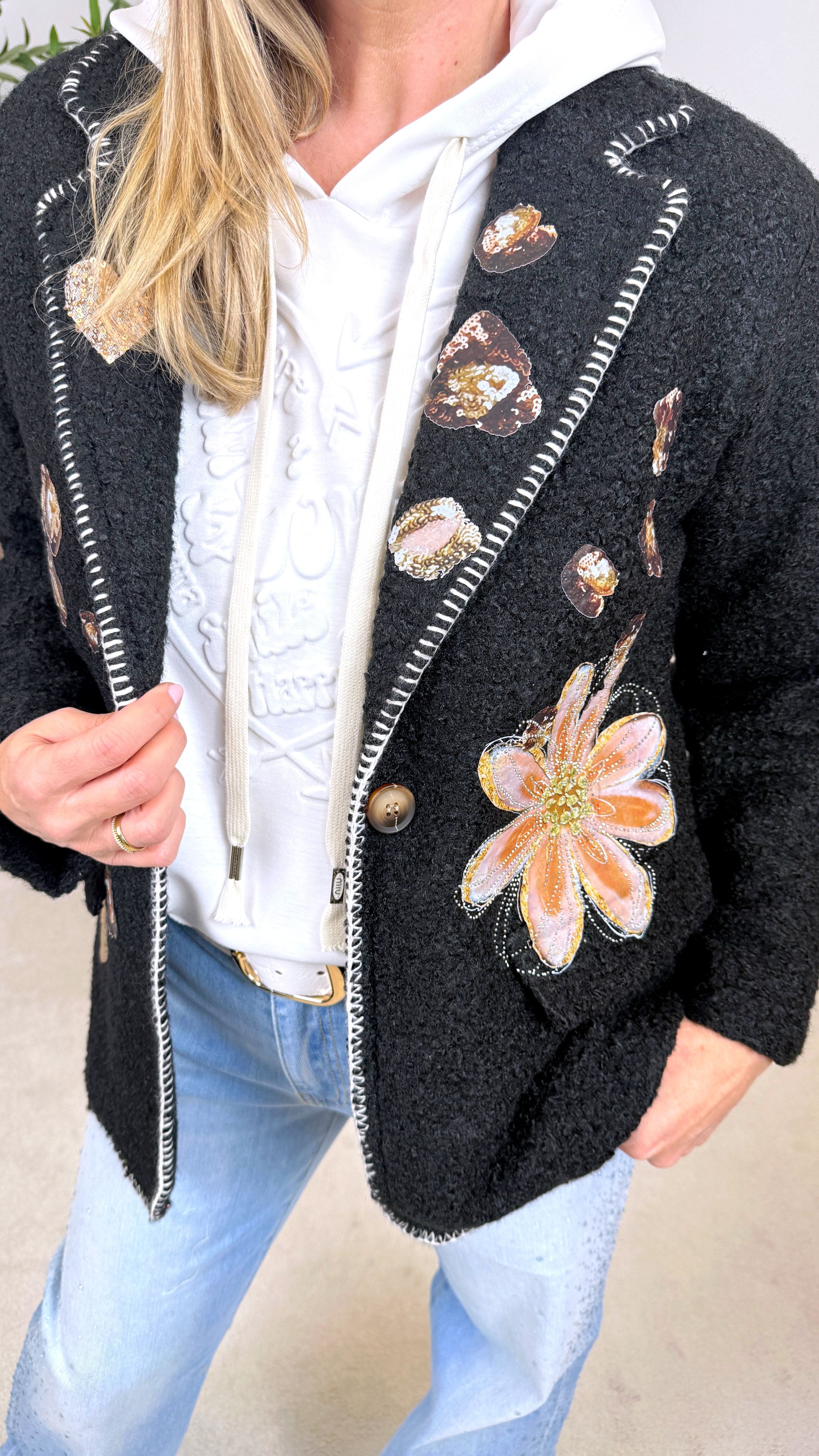 Bouclé Blazer Creative Soul *Schwarz*