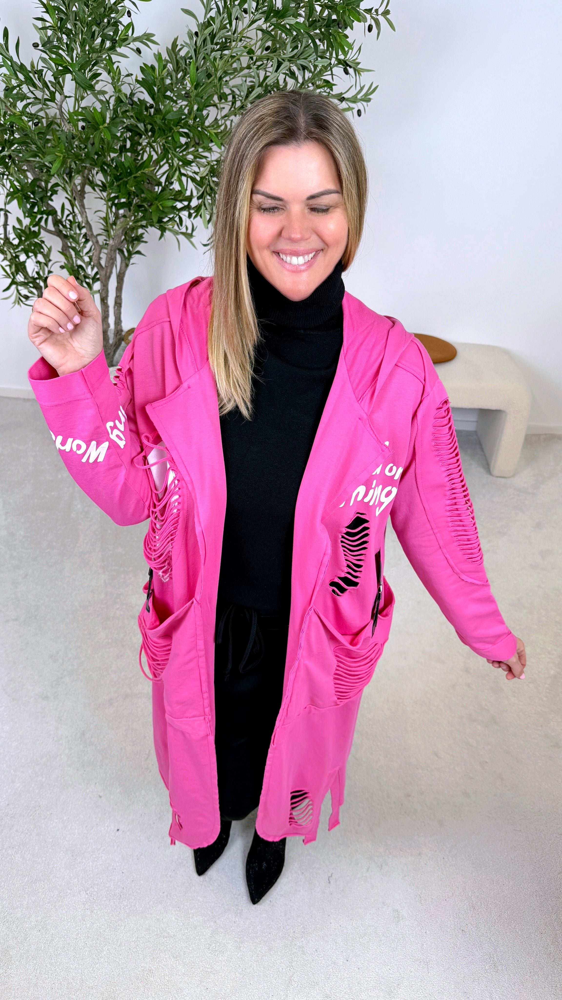 Lange Sweatjacke Urban Chaos *Pink*