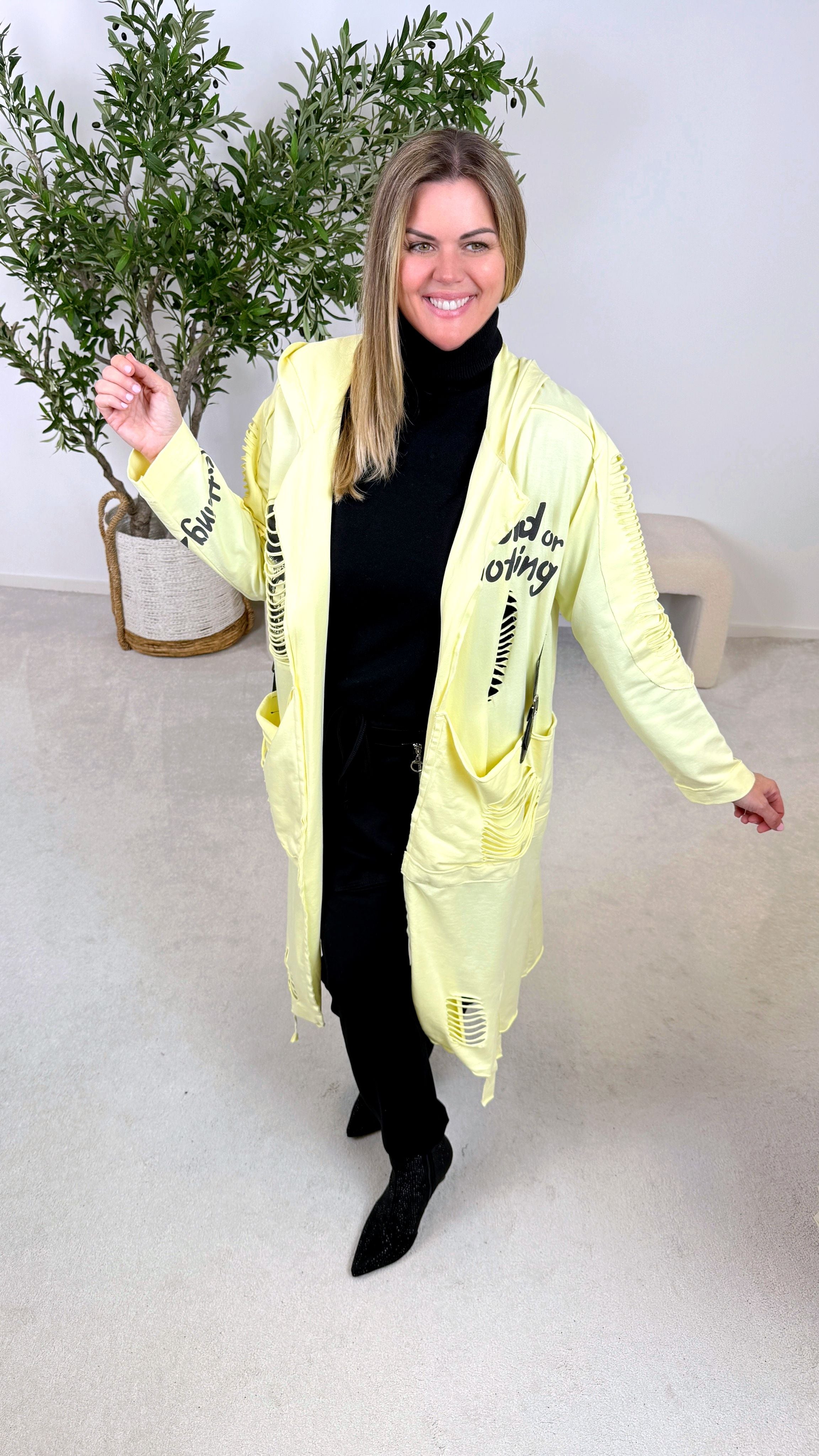 Lange Sweatjacke Urban Chaos *Gelb*