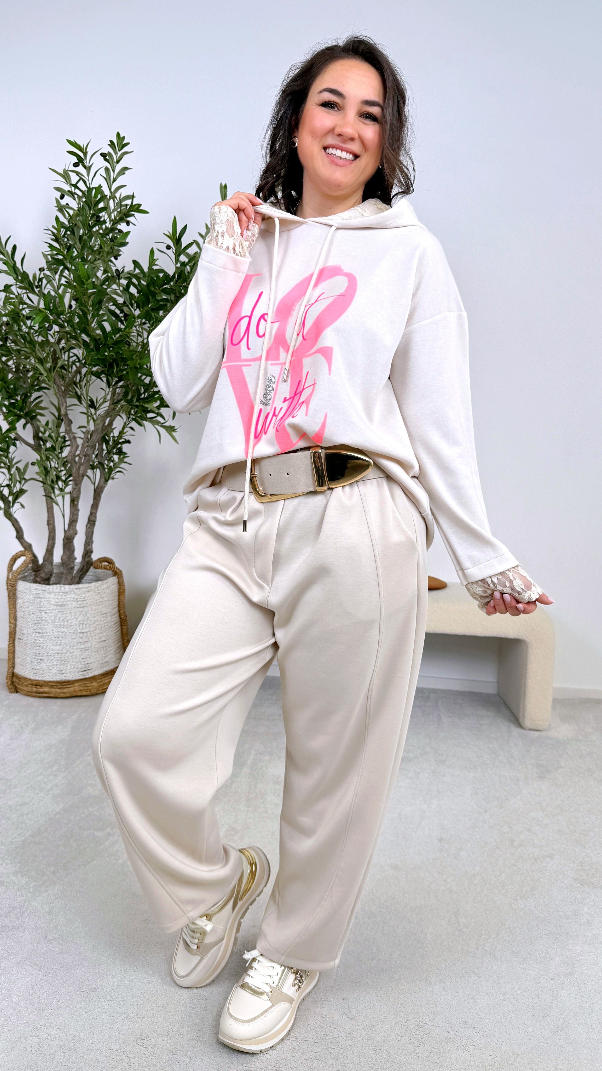 Hoodie Do It With Love *Beige*