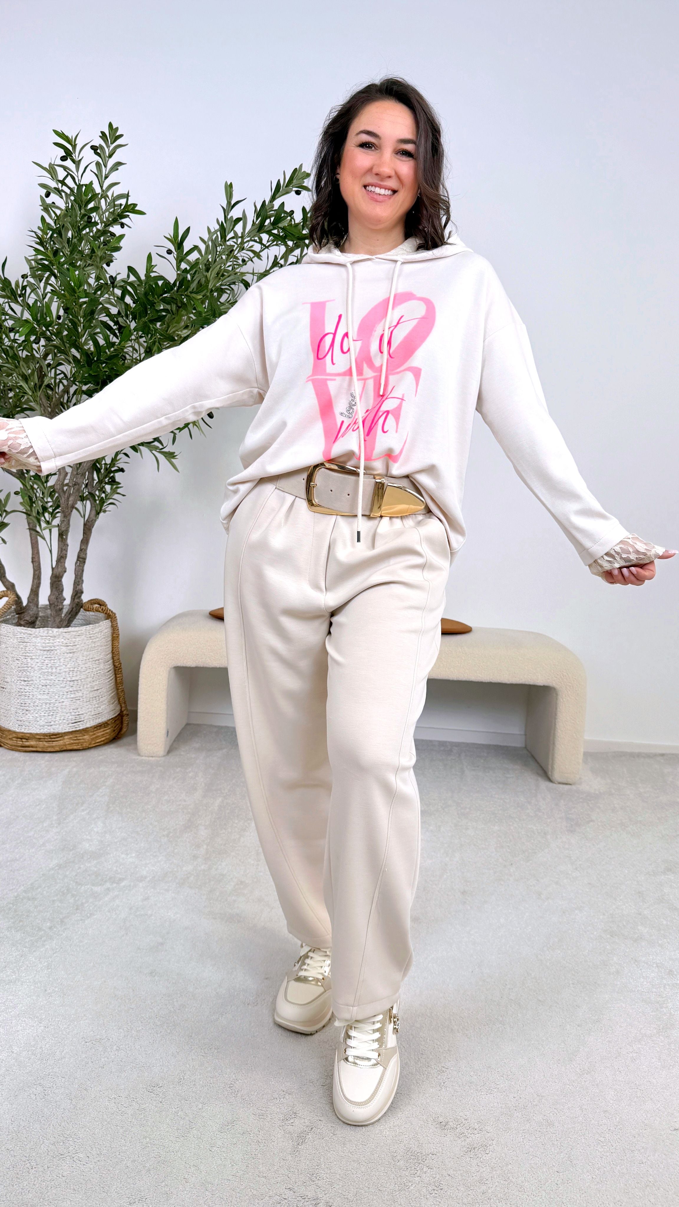 Hoodie Do It With Love *Beige*