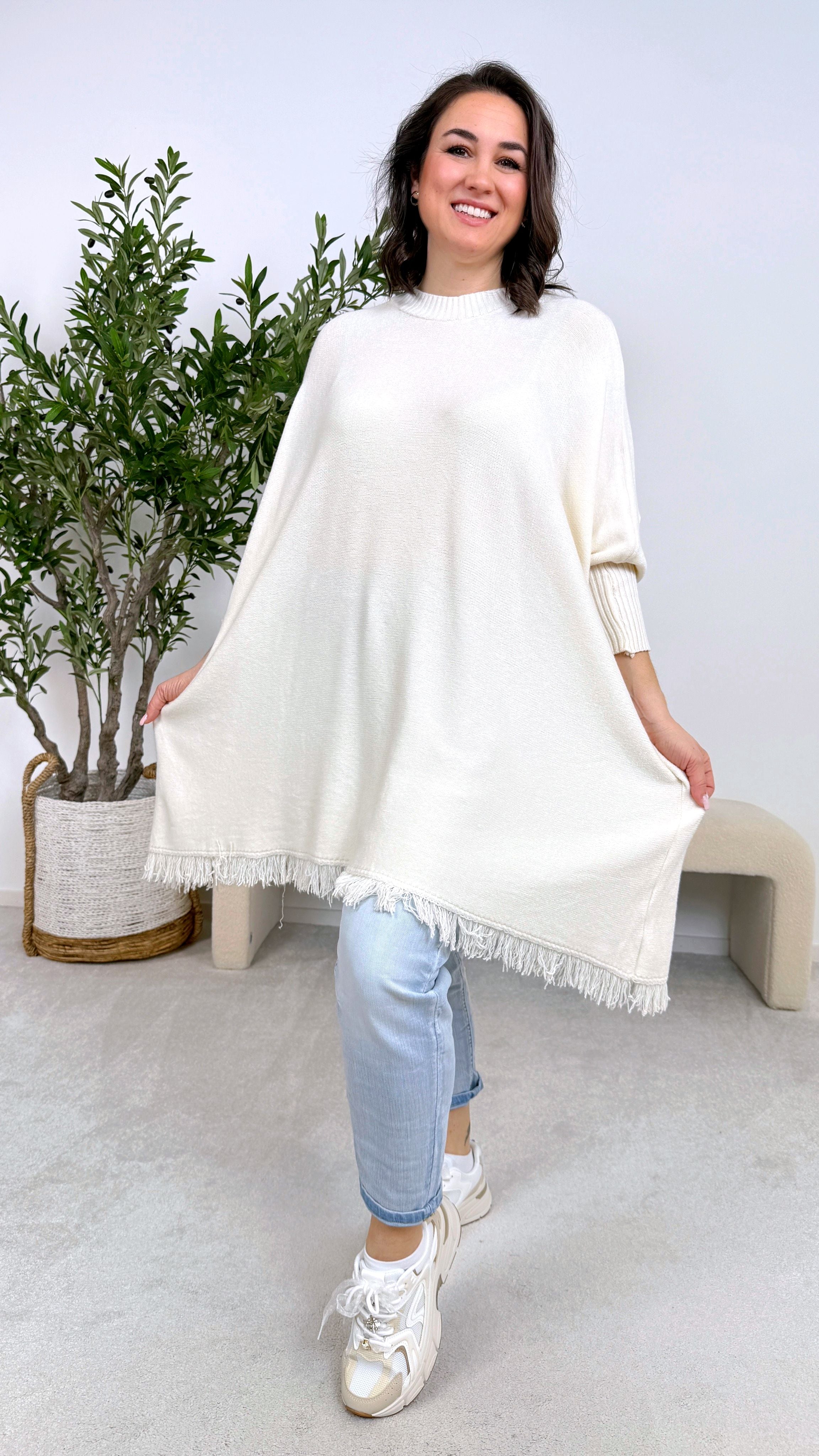 Strickkleid Spingfringe *Beige*