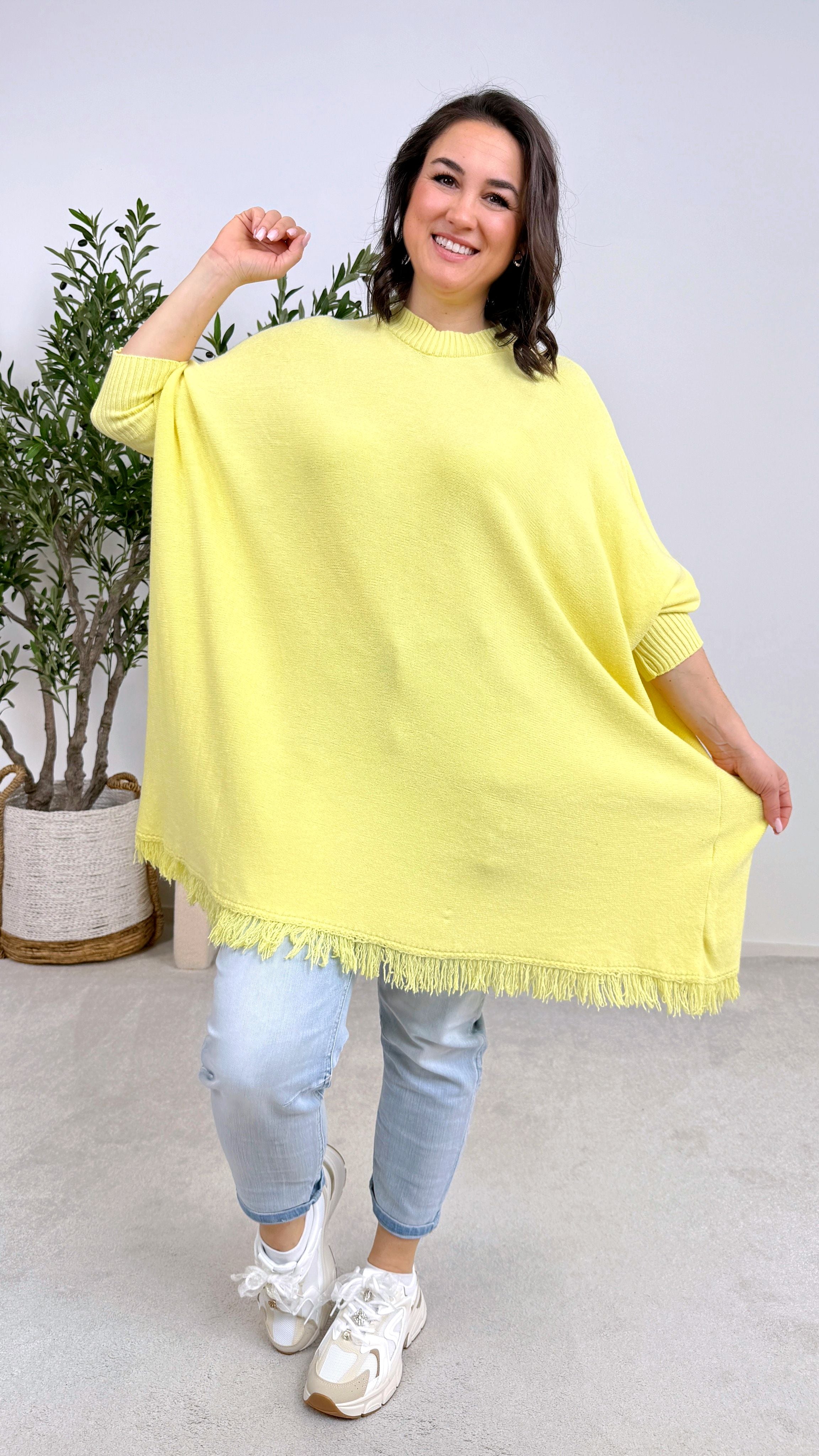 Strickkleid Spingfringe *Gelb*