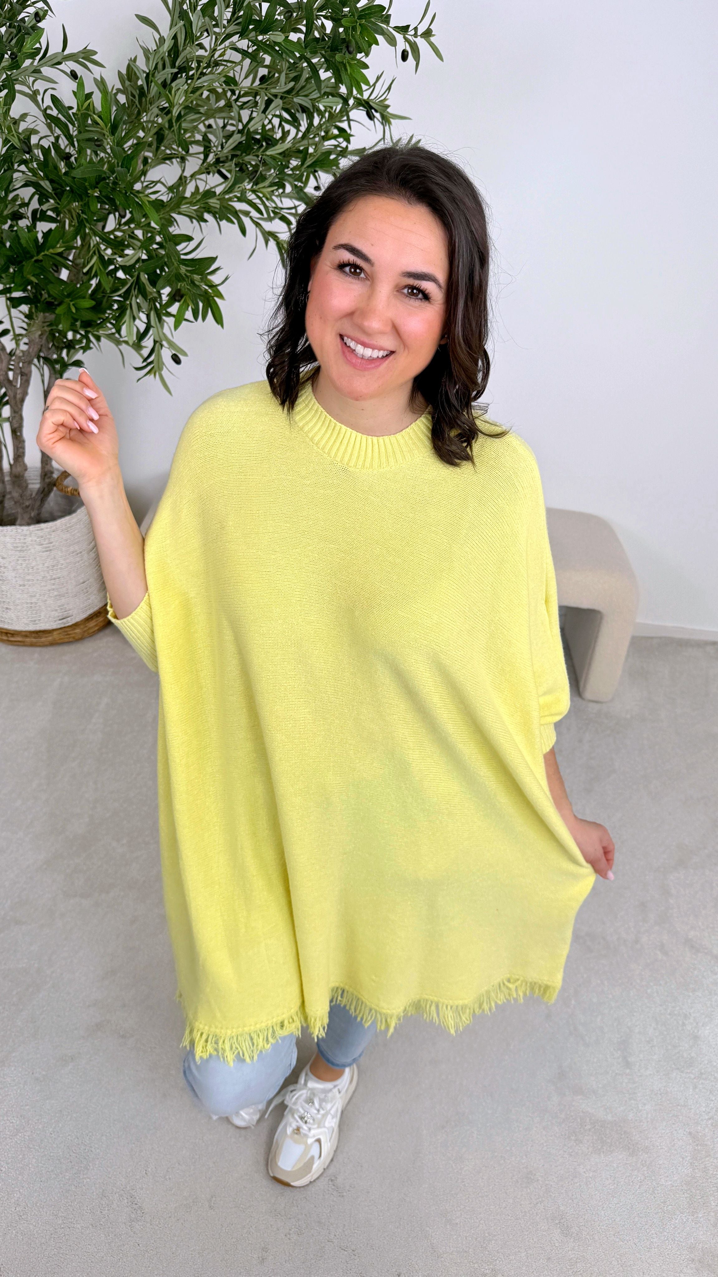 Strickkleid Spingfringe *Gelb*