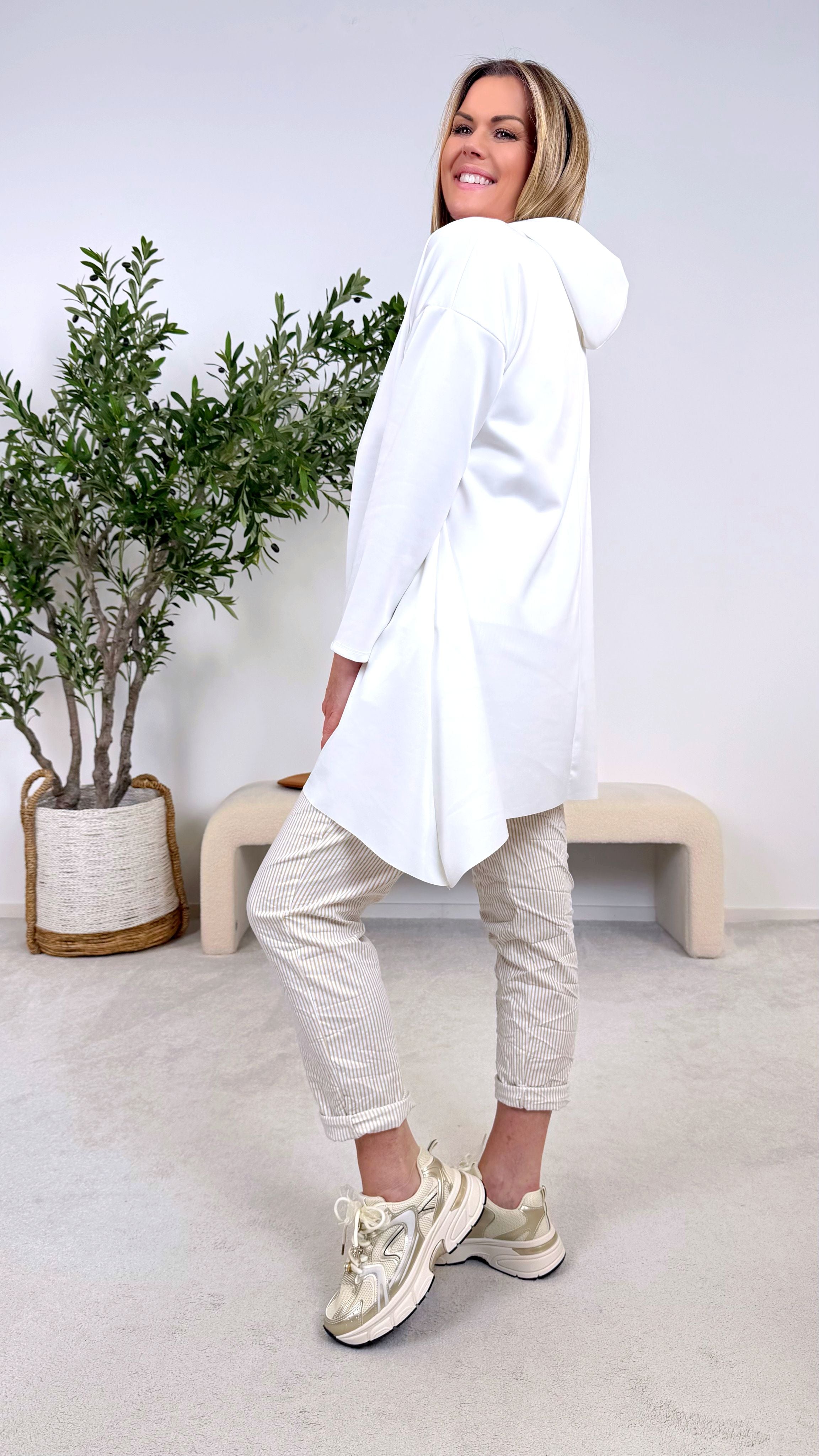 Long Hoodie Shine Letter *Weiß*