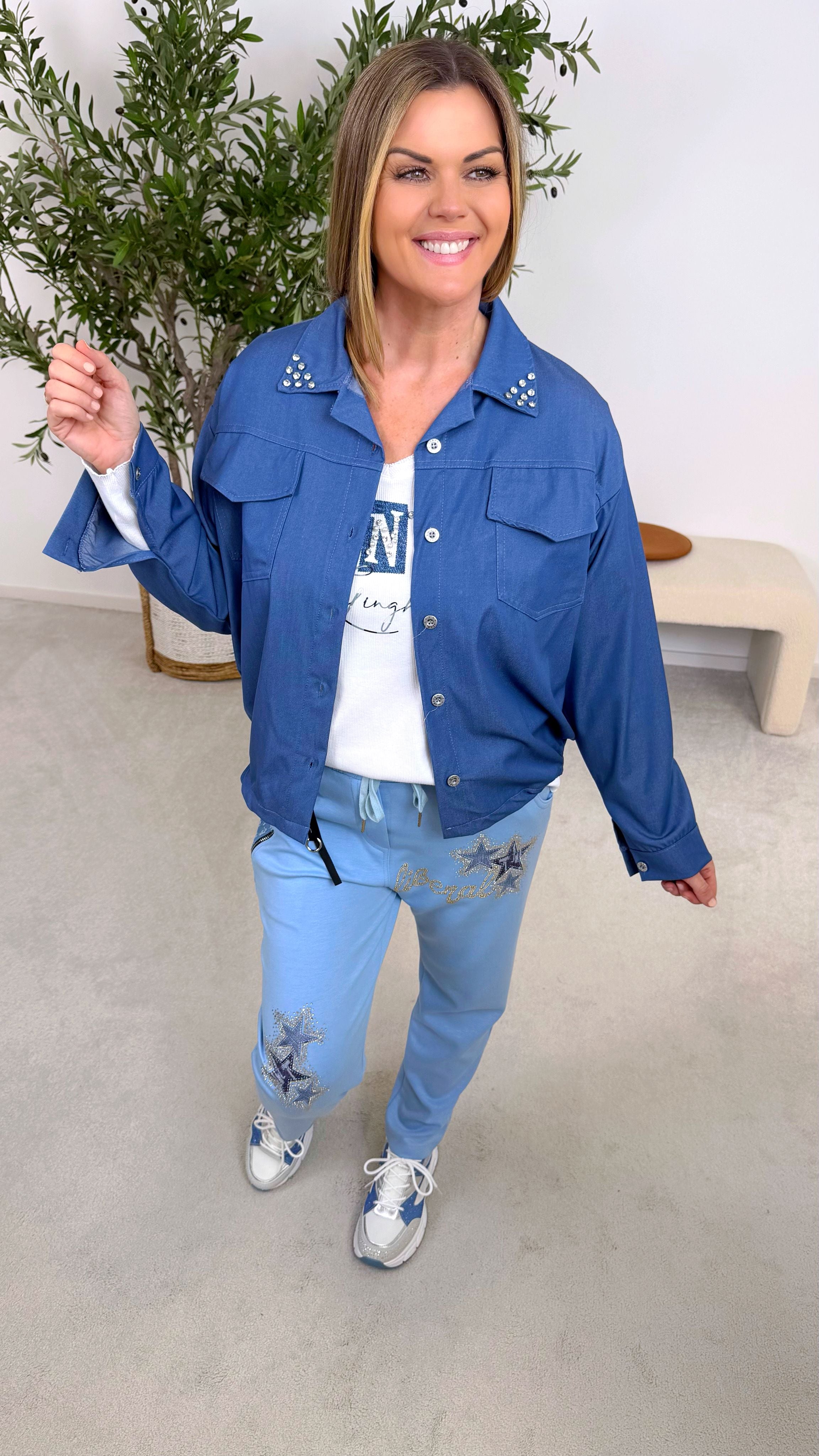 Kurze Jacke Boss With Sparkle *Jeansblau*