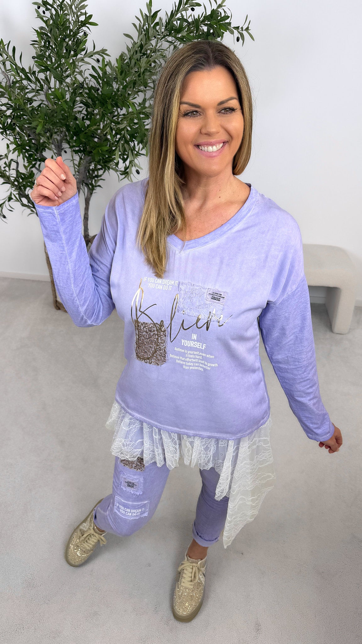 Langarmshirt Sequin Kiss *Flieder*