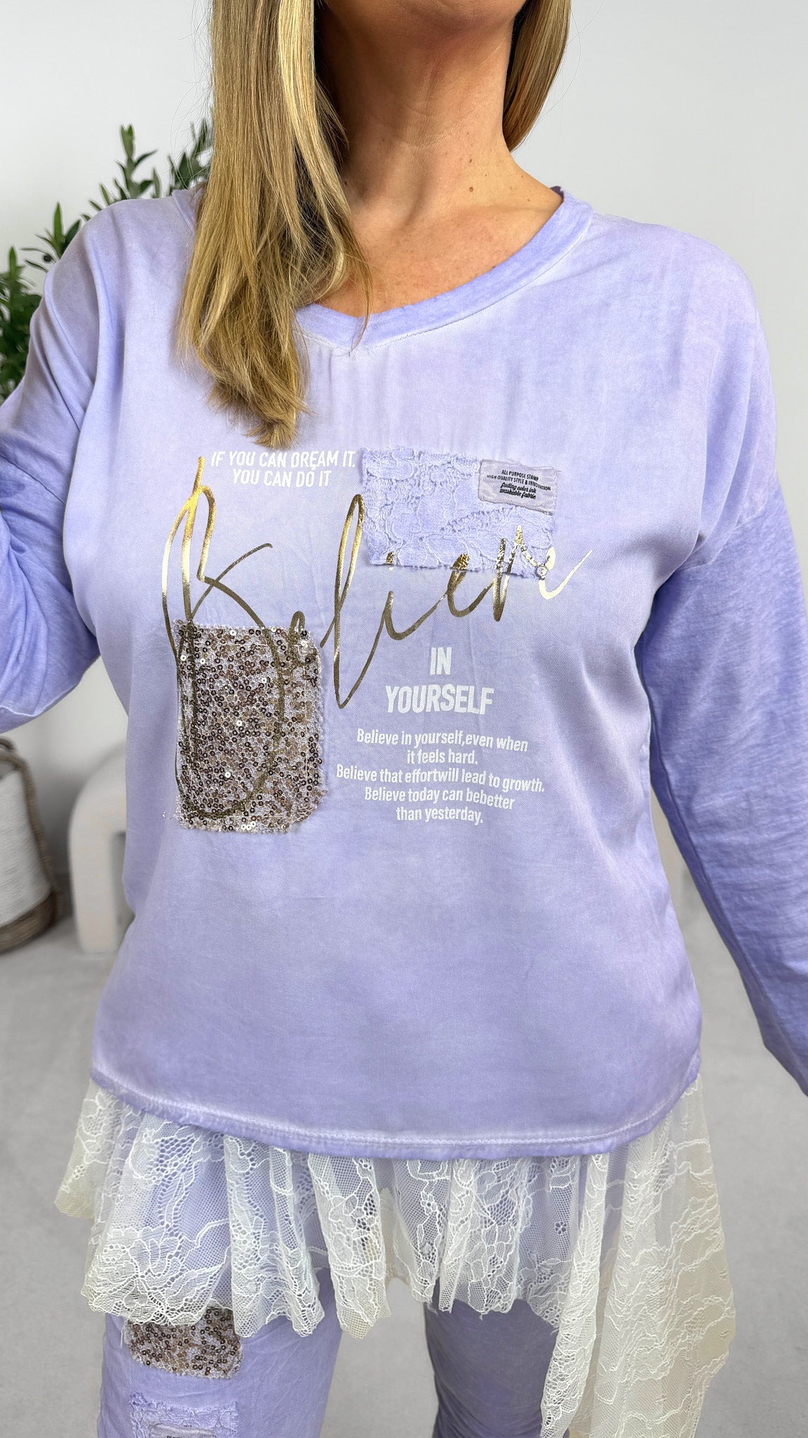 Langarmshirt Sequin Kiss *Flieder*