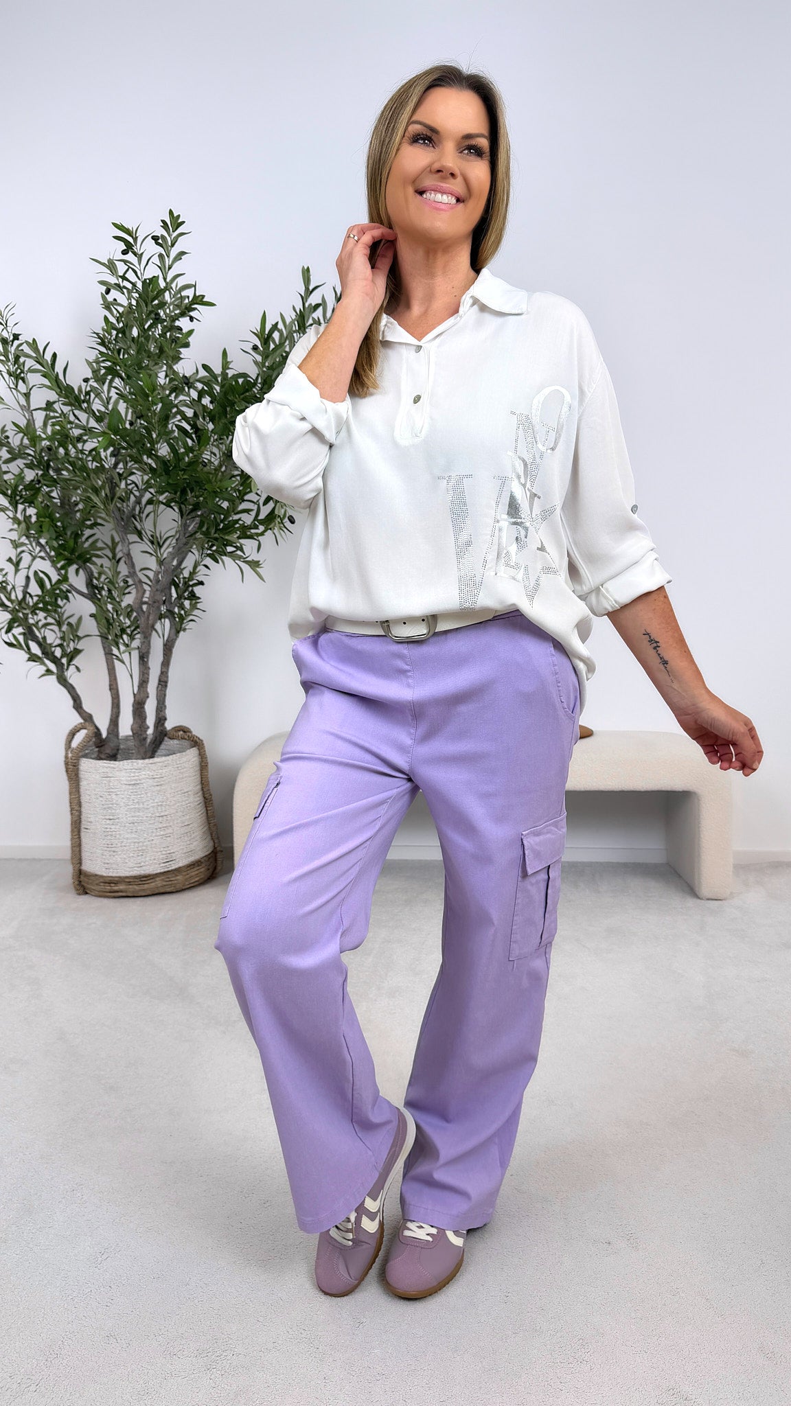 Blusenshirt Shine Message *Weiß*