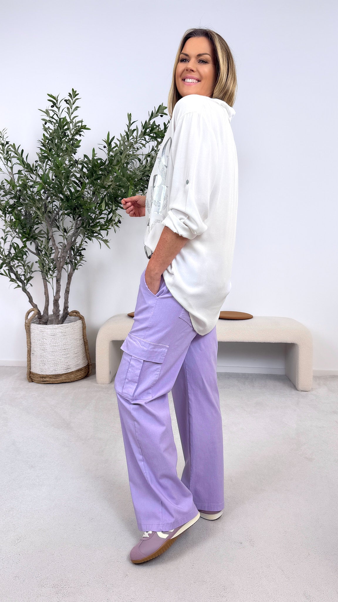 Blusenshirt Shine Message *Weiß*