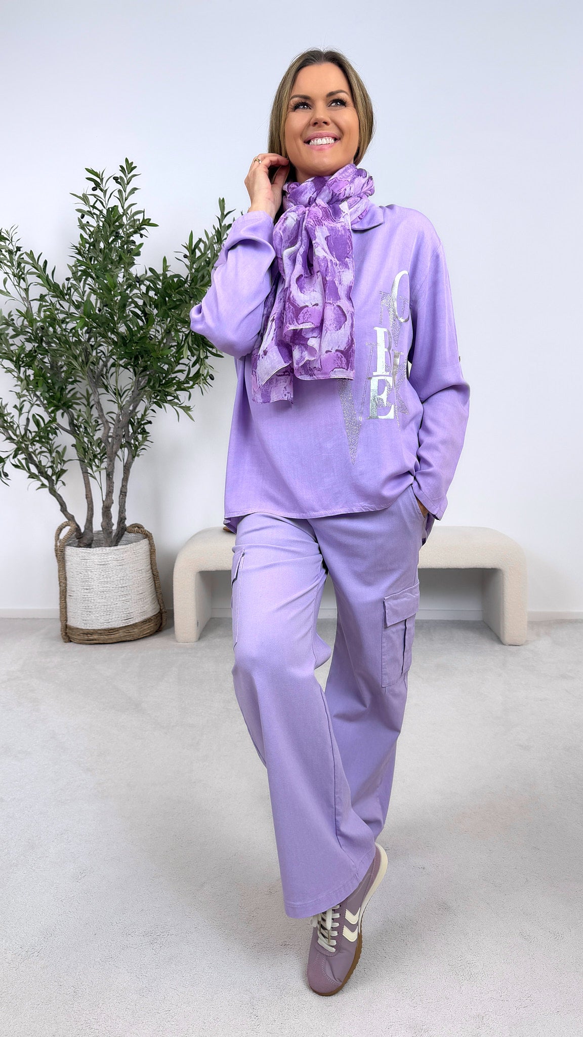 Blusenshirt Shine Message *Flieder*