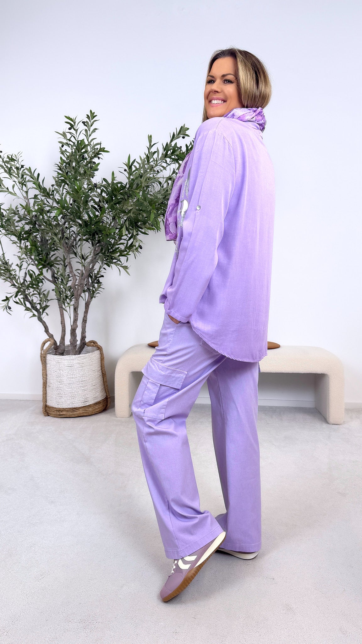 Blusenshirt Shine Message *Flieder*