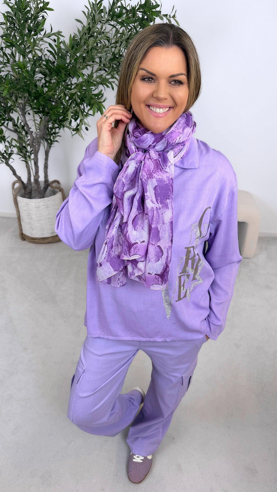 Blusenshirt Shine Message *Flieder*