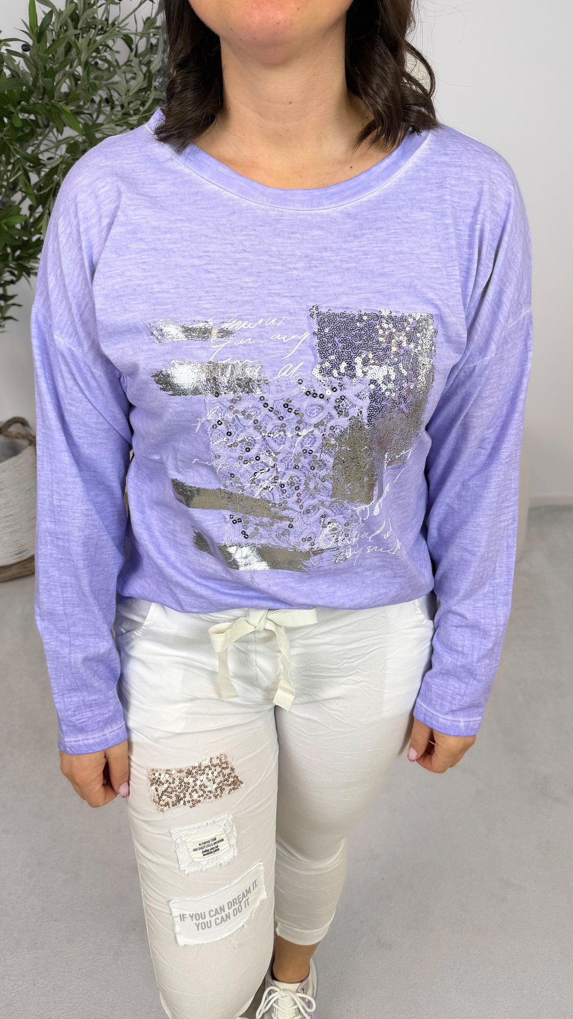 Langarmshirt Statement Shine *Flieder*