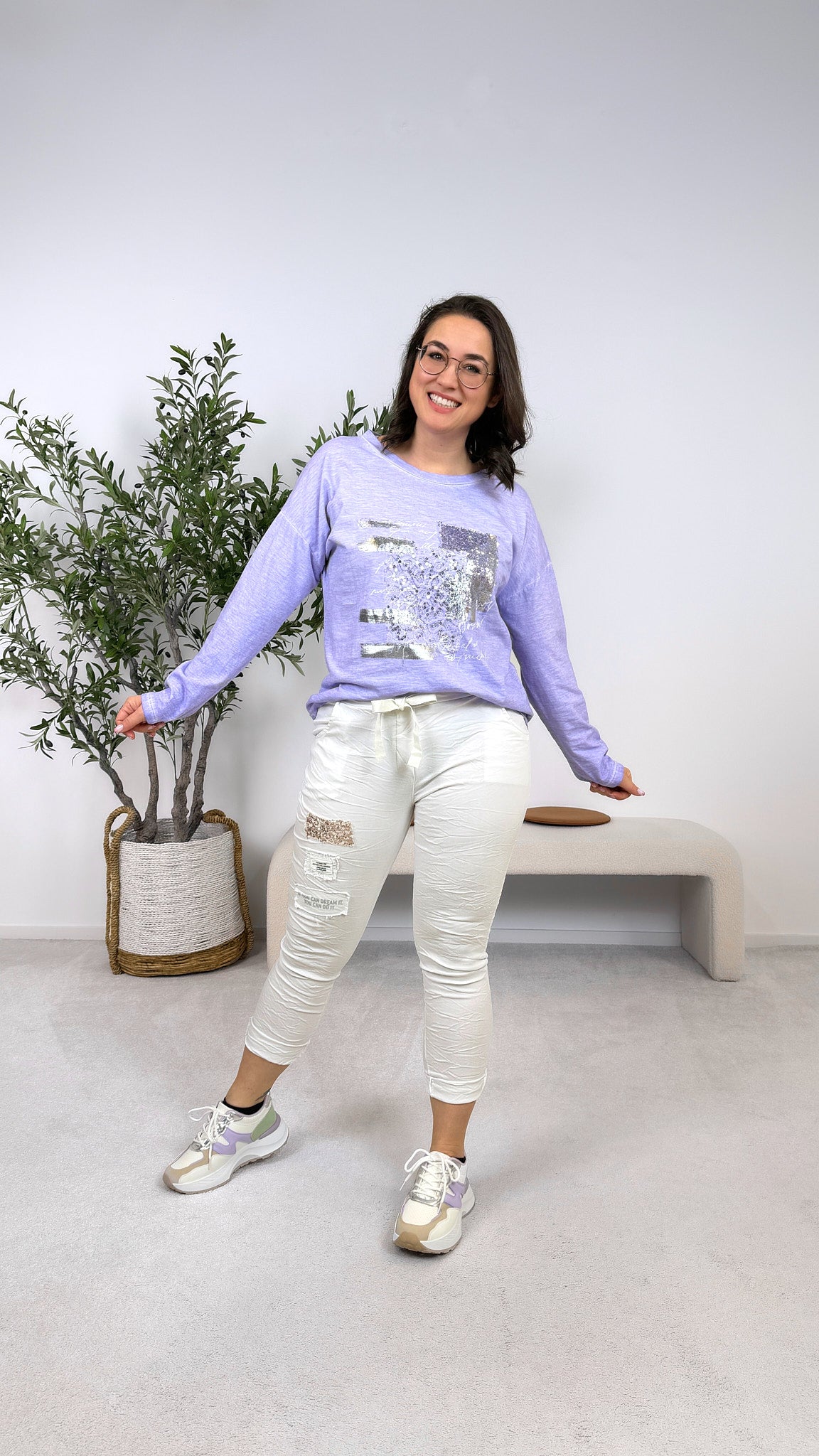 Langarmshirt Statement Shine *Flieder*