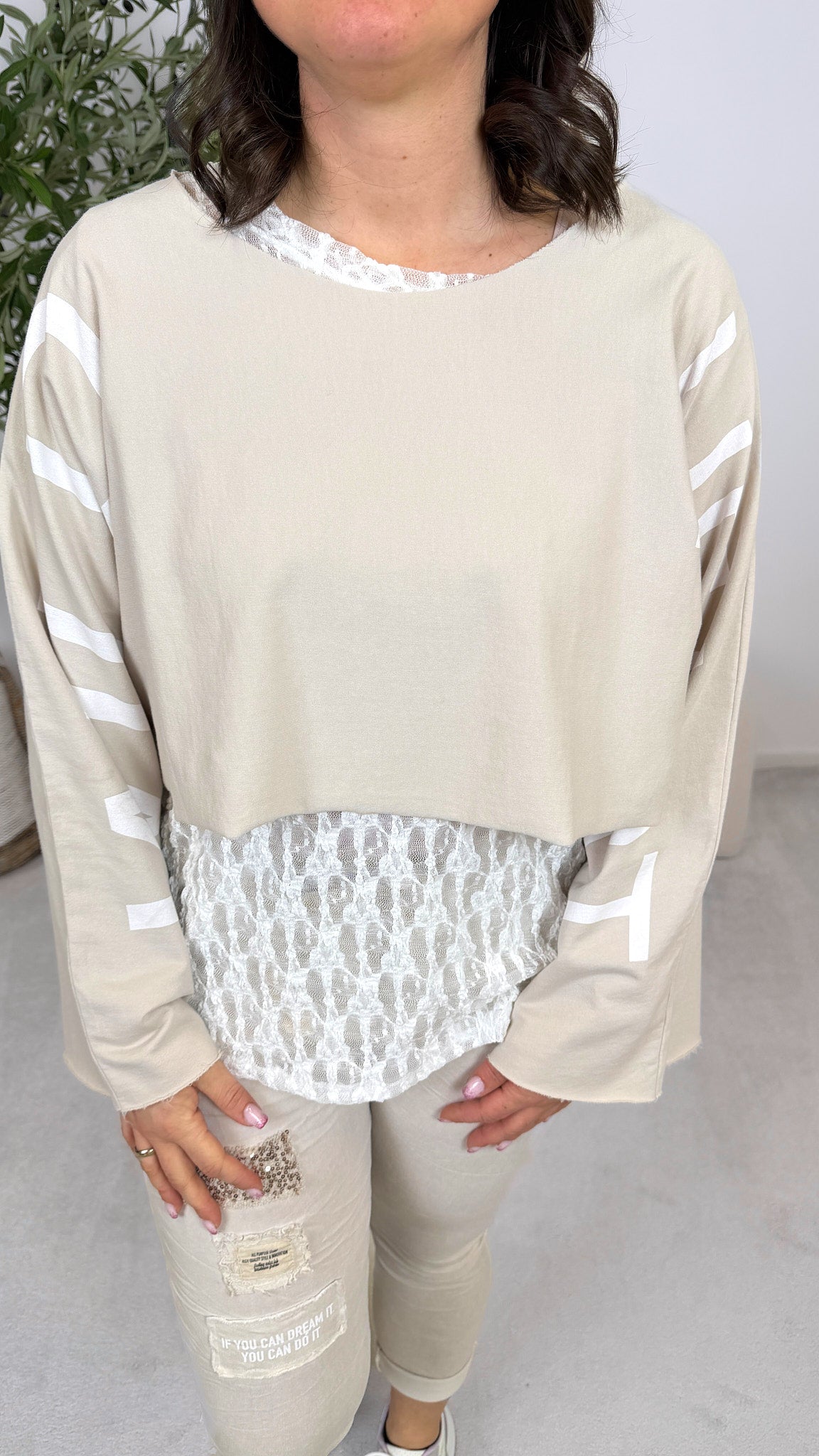 Kurzes Sweatshirt Cool Cut *Beige*