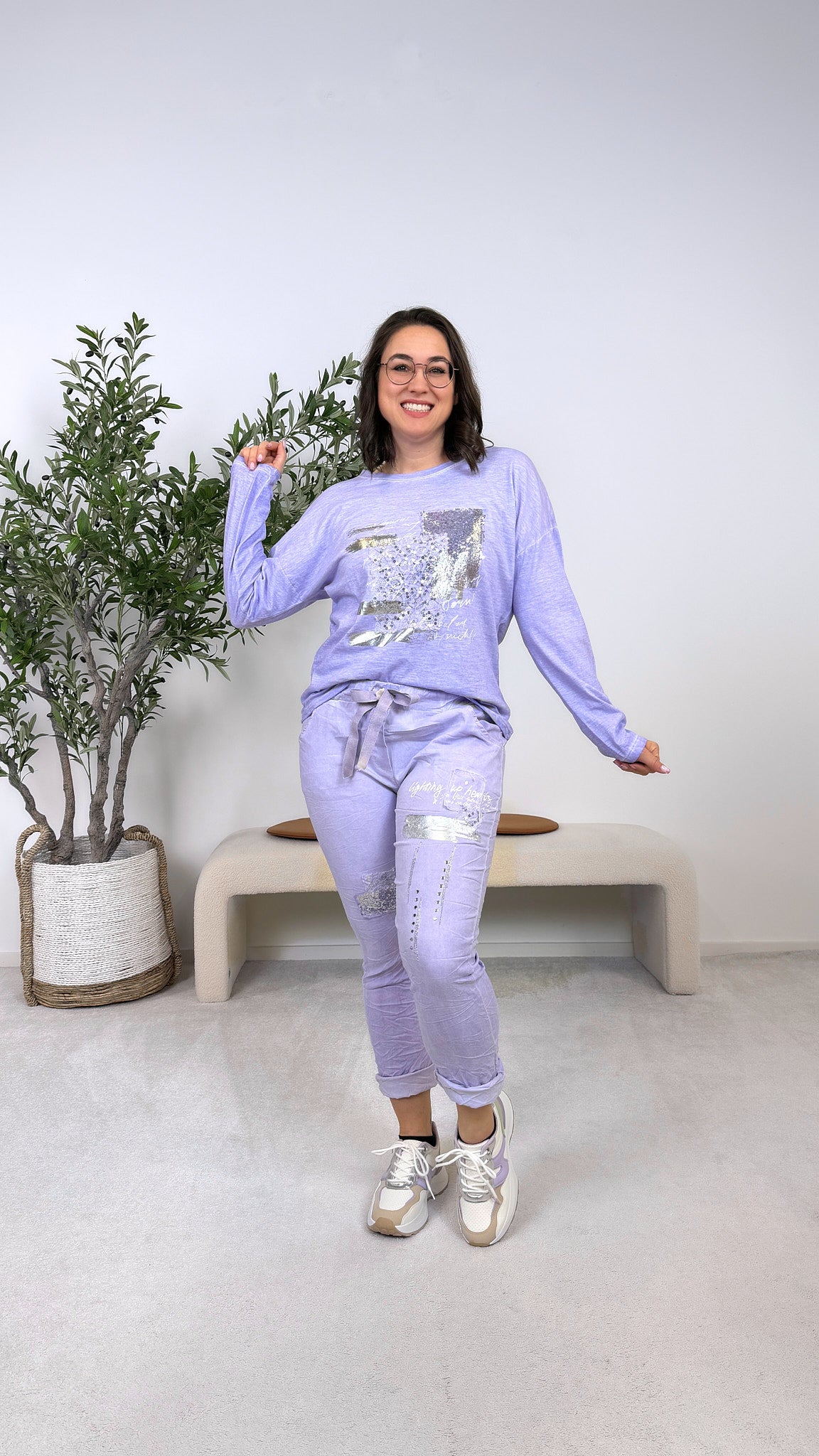 Langarmshirt Statement Shine *Flieder*