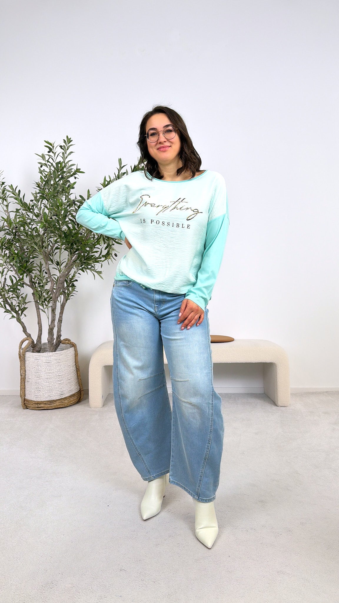 Langarmshirt Everything is Possible *Mint*