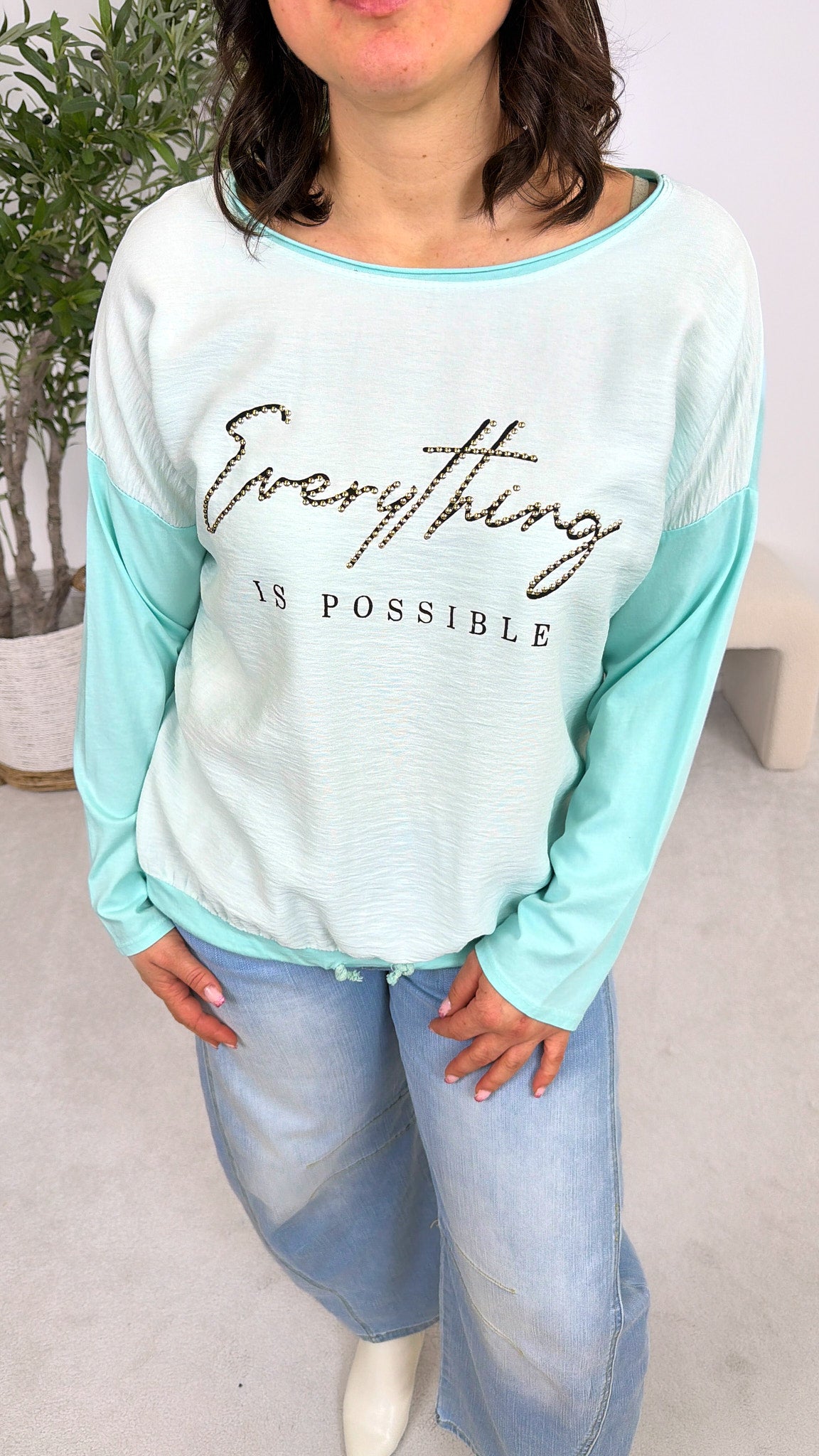 Langarmshirt Everything is Possible *Mint*
