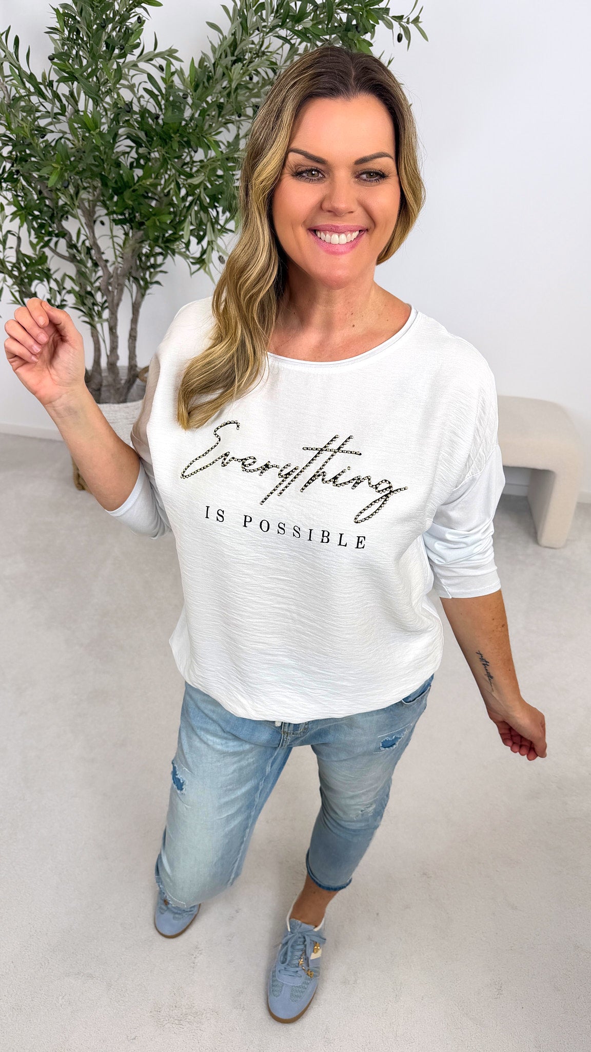 Langarmshirt Everything is Possible *Weiß*