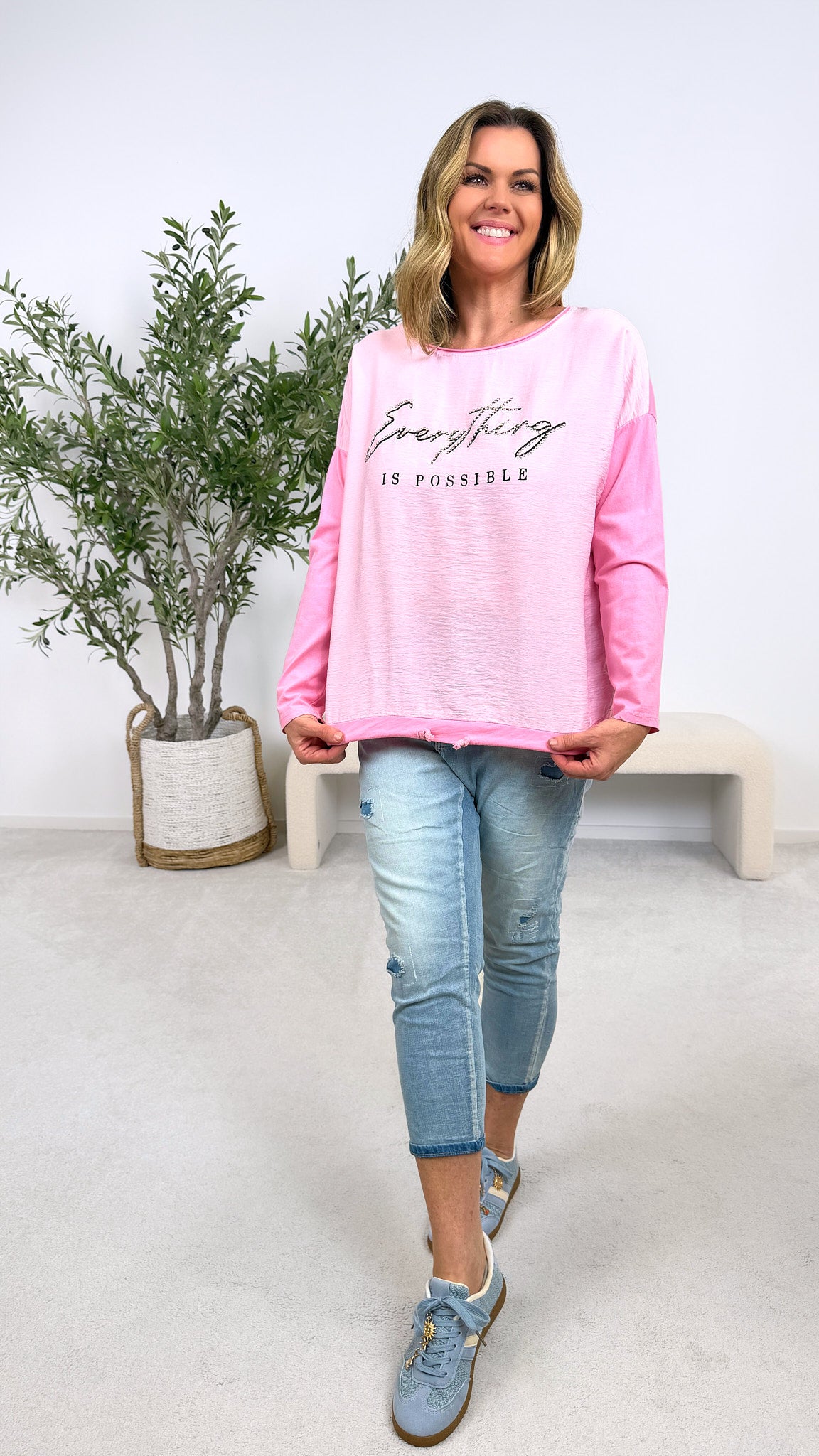 Langarmshirt Everything is Possible *Rosa*