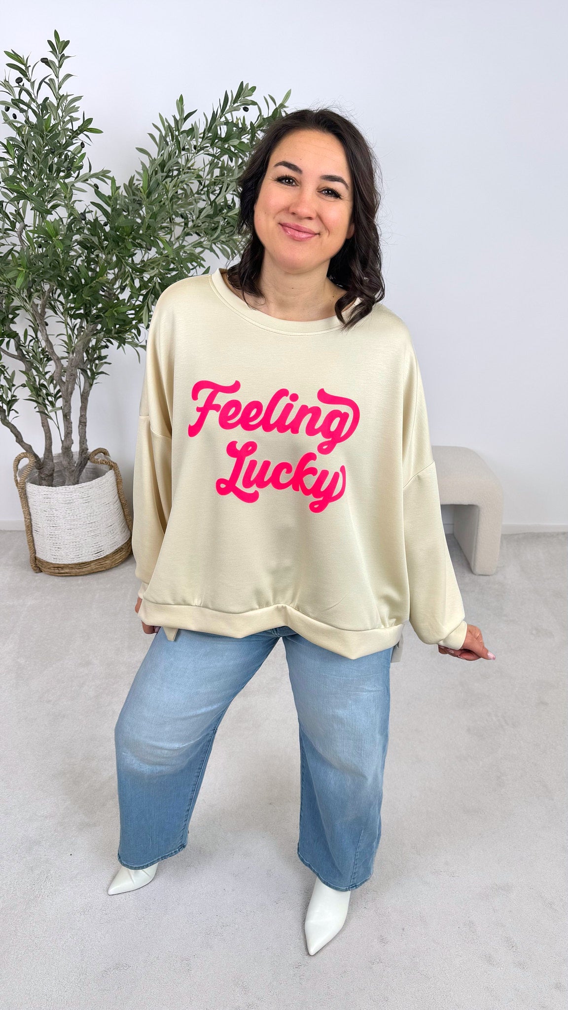 Sweatshirt Feeling Lucky *Beige*