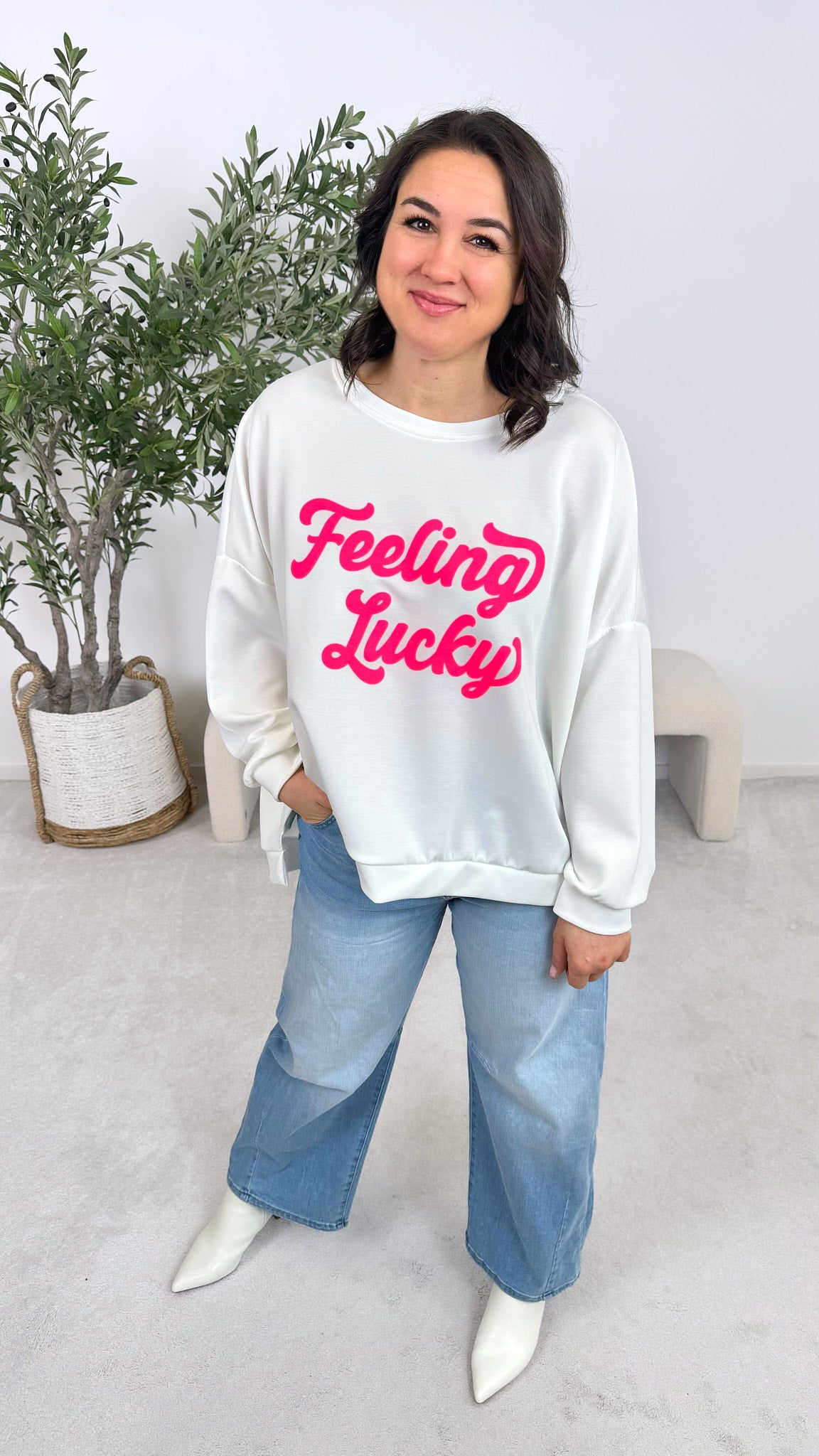 Sweatshirt Feeling Lucky *Weiß*