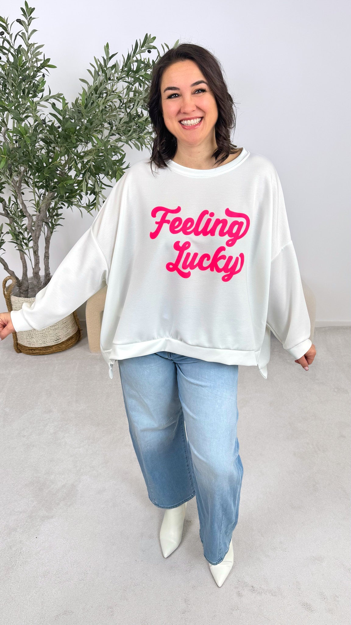 Sweatshirt Feeling Lucky *Weiß*