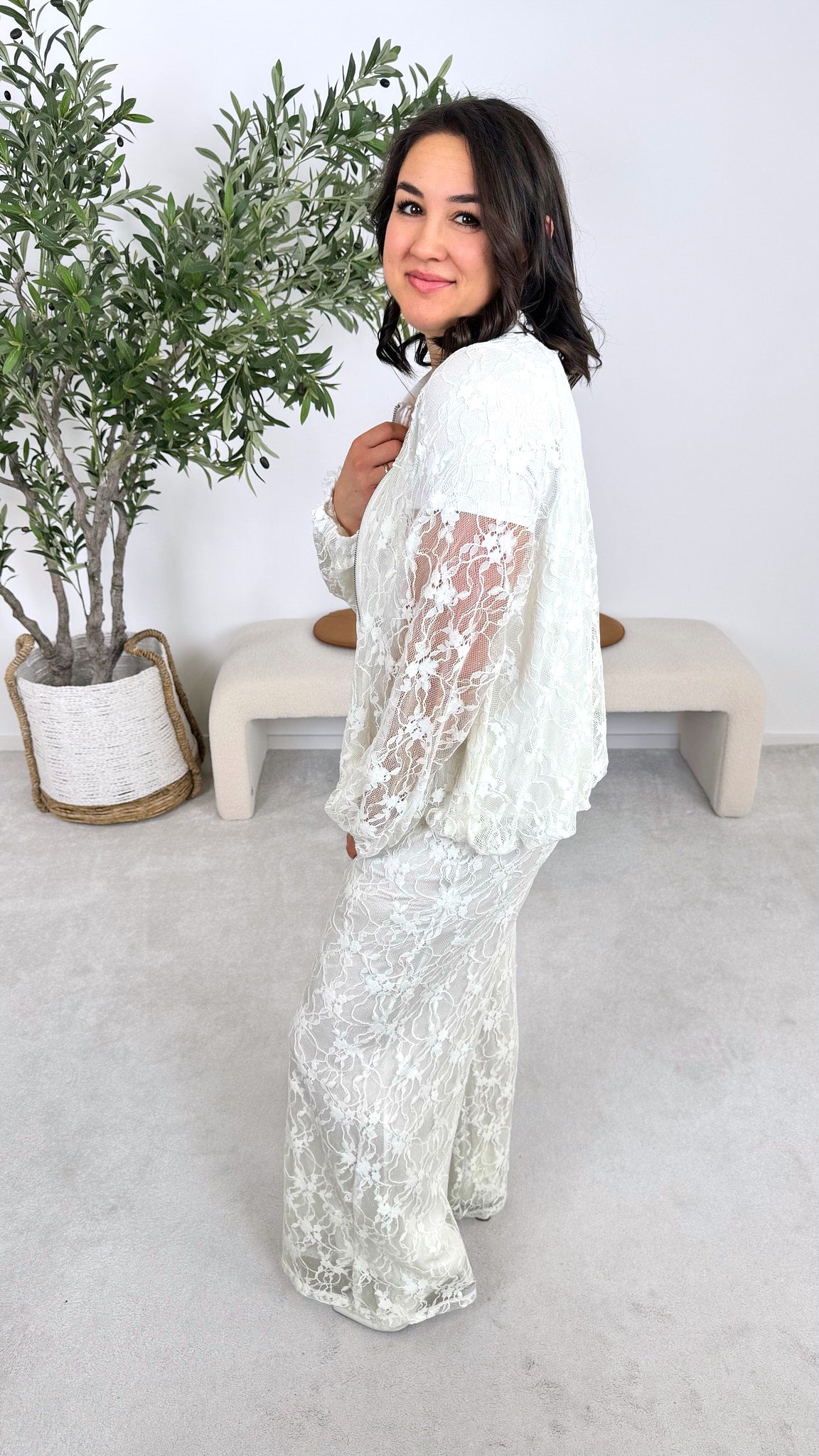 Spitzen-Blouson Poem *Weiß*