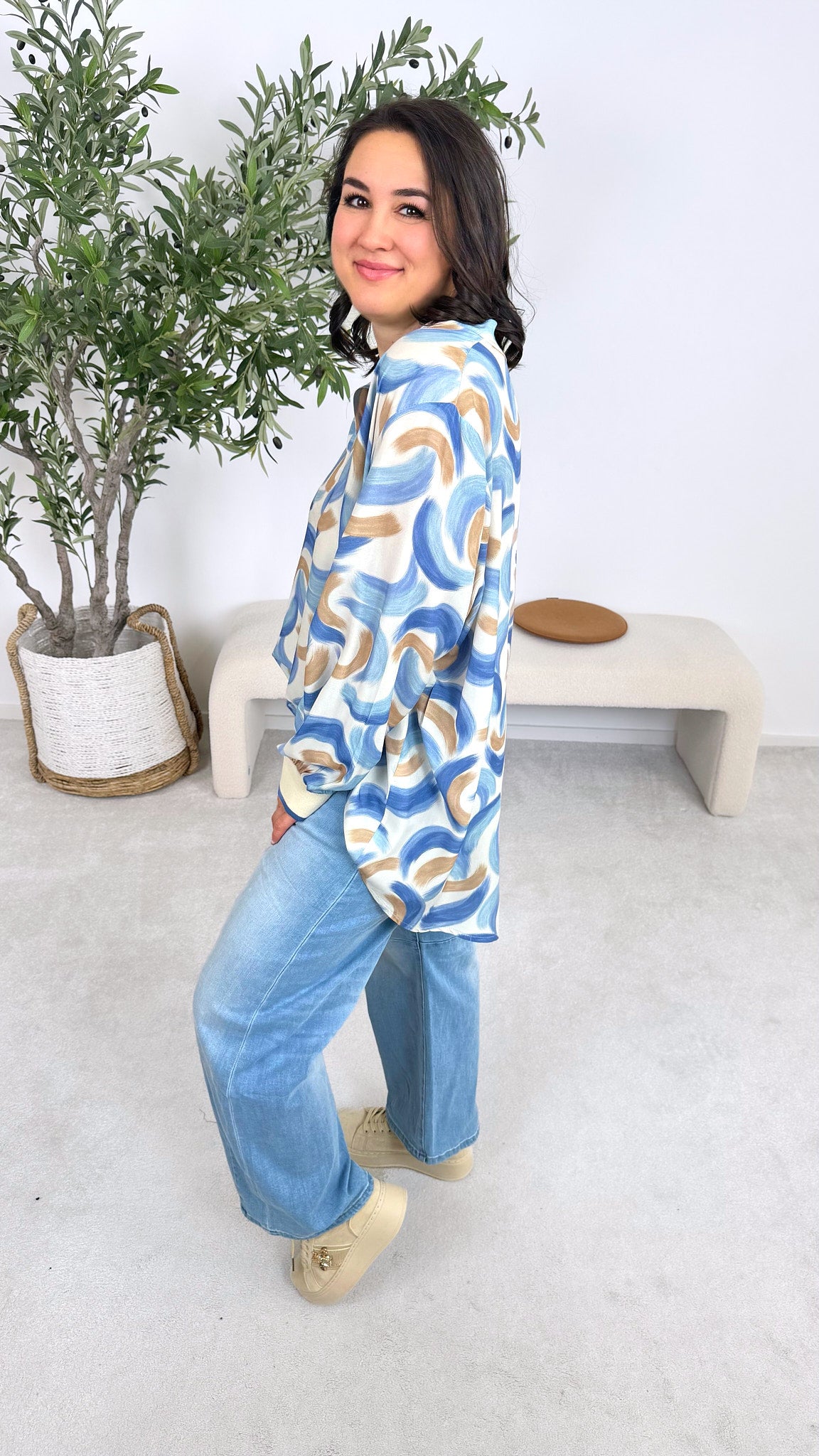 Blusenshirt Brushed Beauty *Blau*