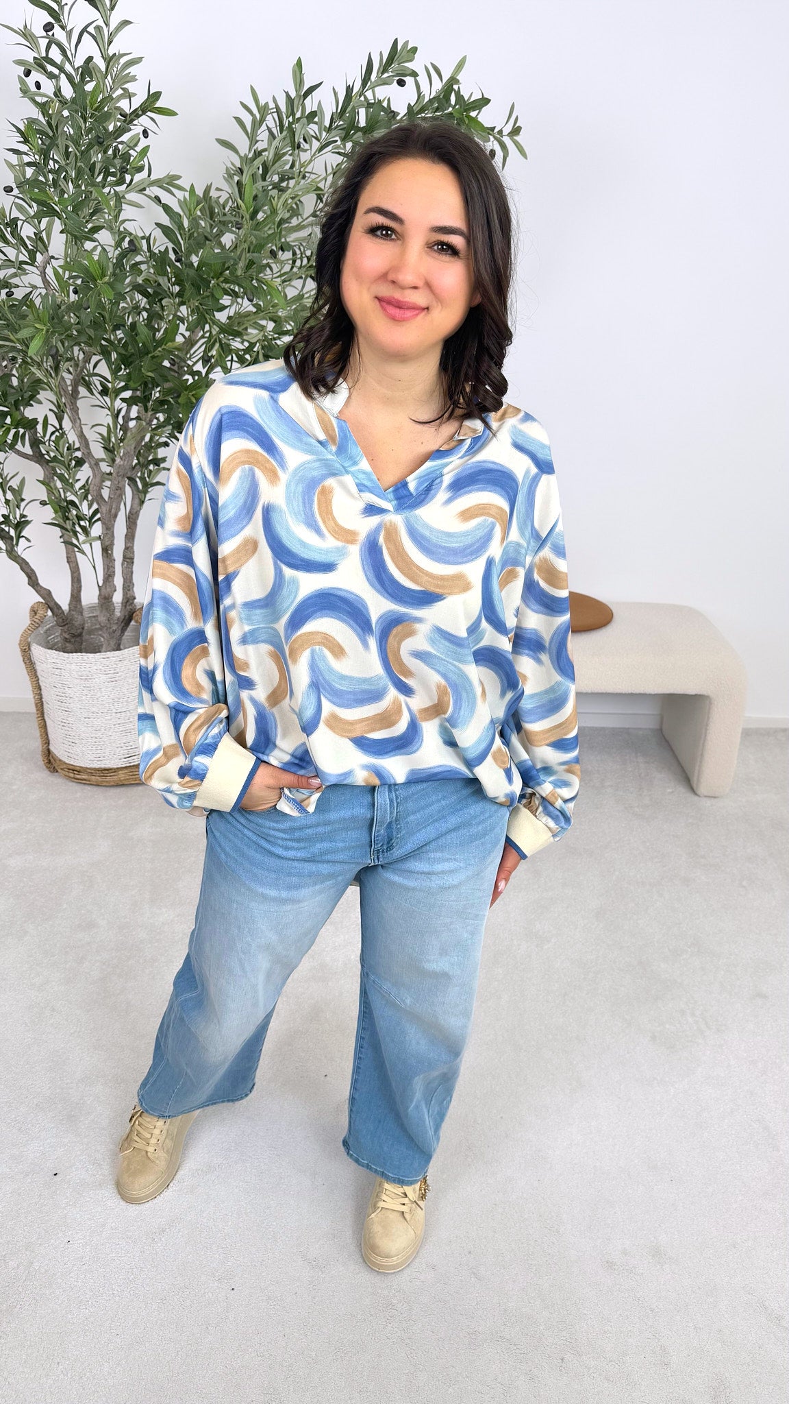 Blusenshirt Brushed Beauty *Blau*