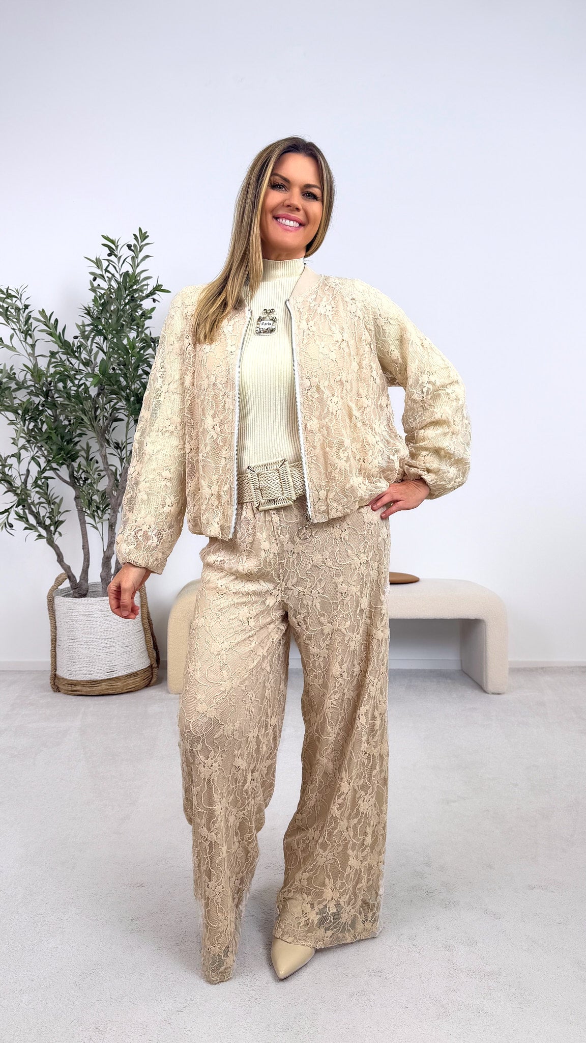 Spitzen-Blouson Poem *Beige*