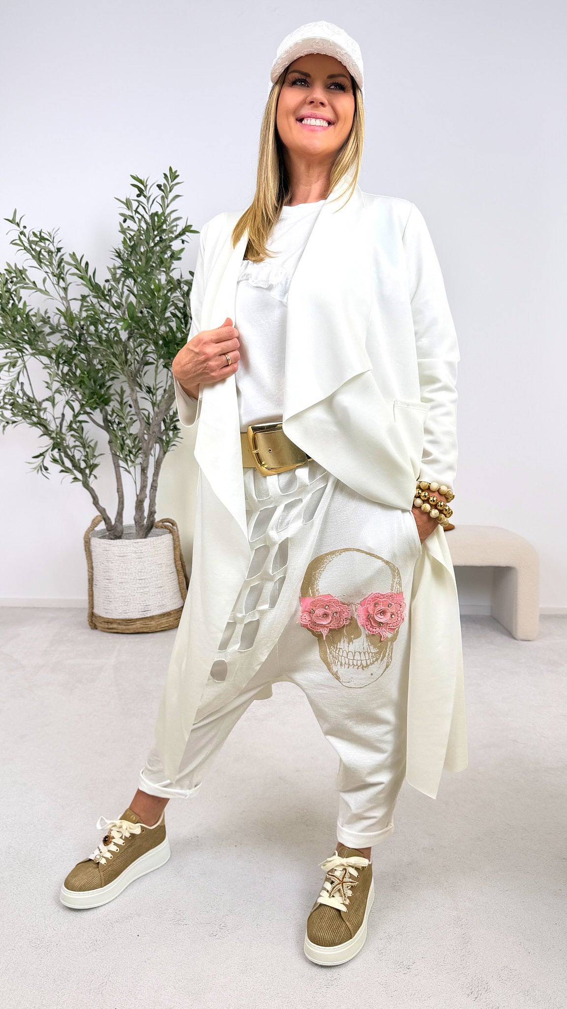 Lange Sweatjacke Wild Rose Soul *Weiß*