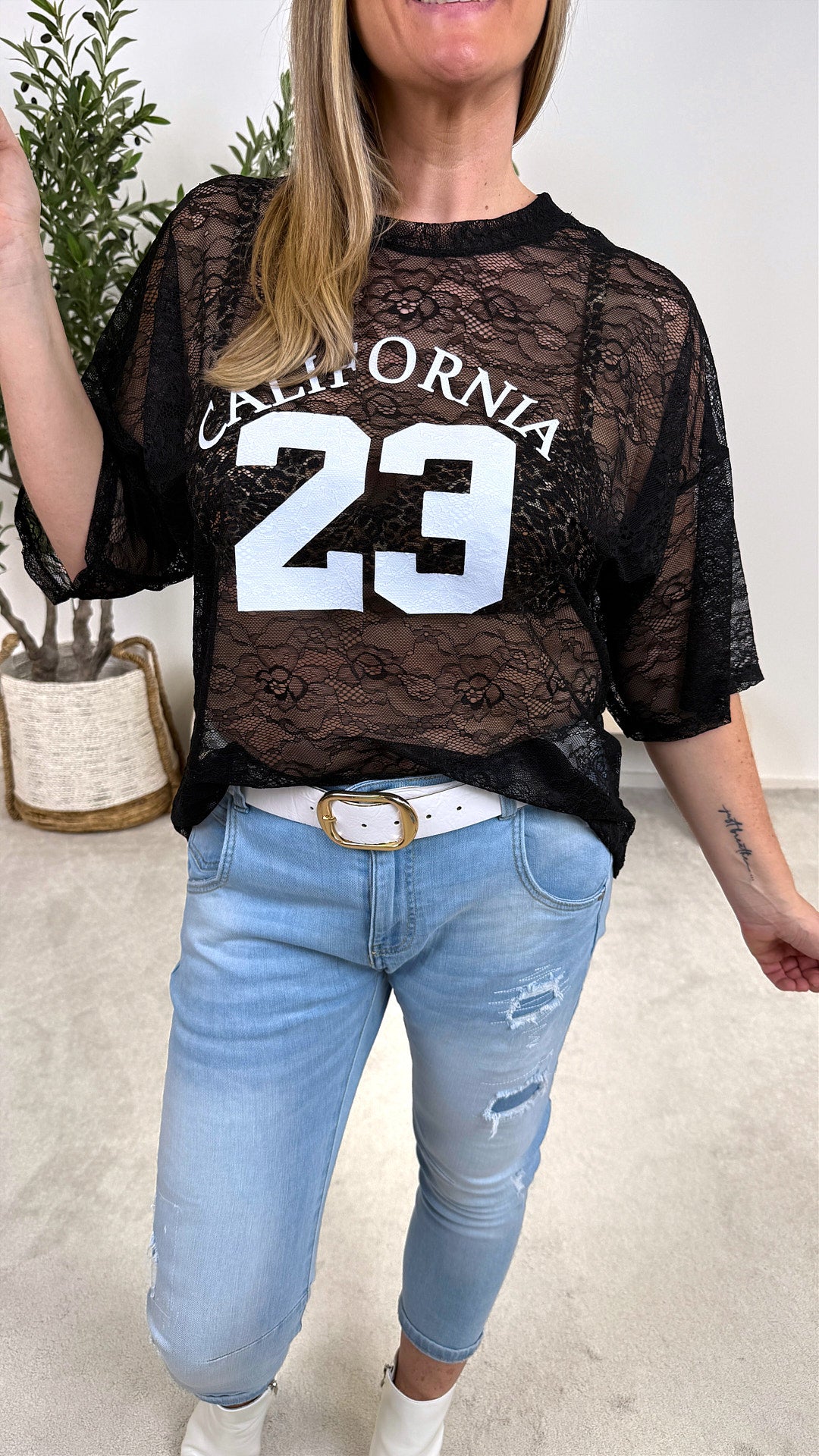 Spitzenshirt Statement Lace *Schwarz*