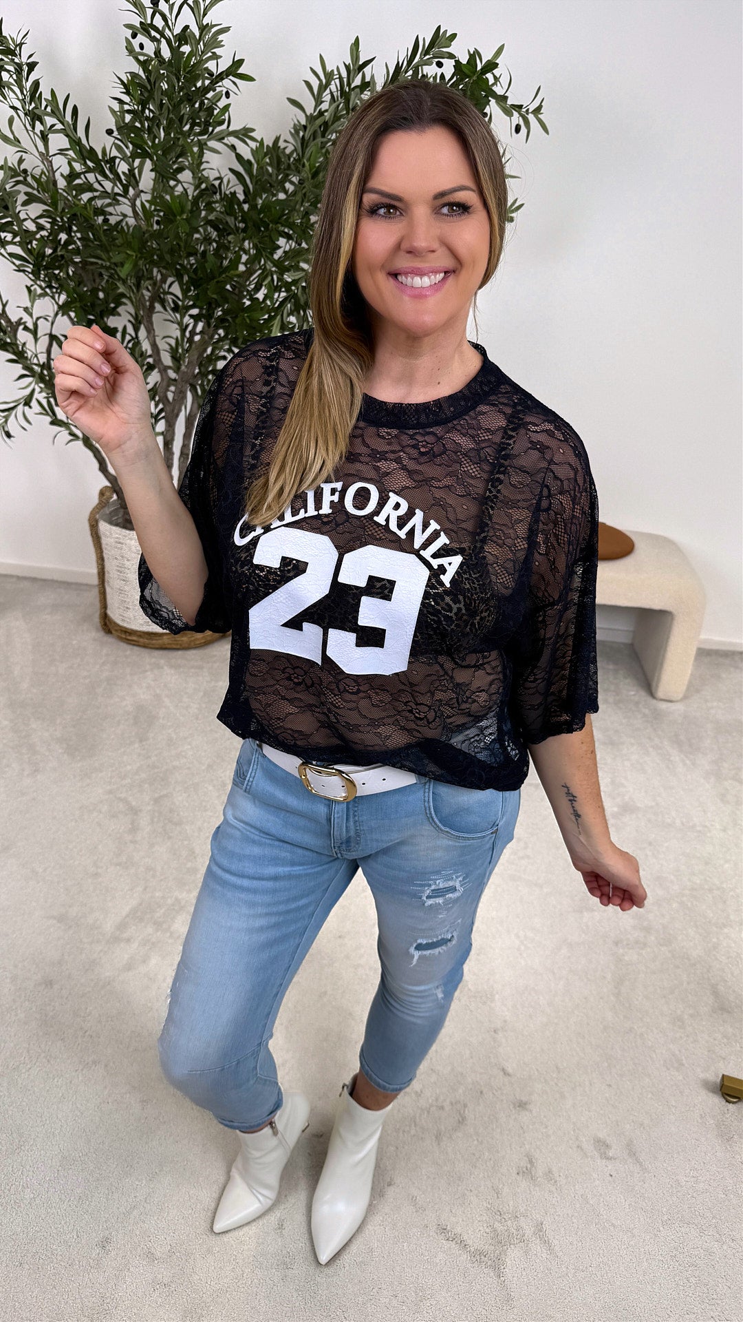 Spitzenshirt Statement Lace *Dunkelblau*