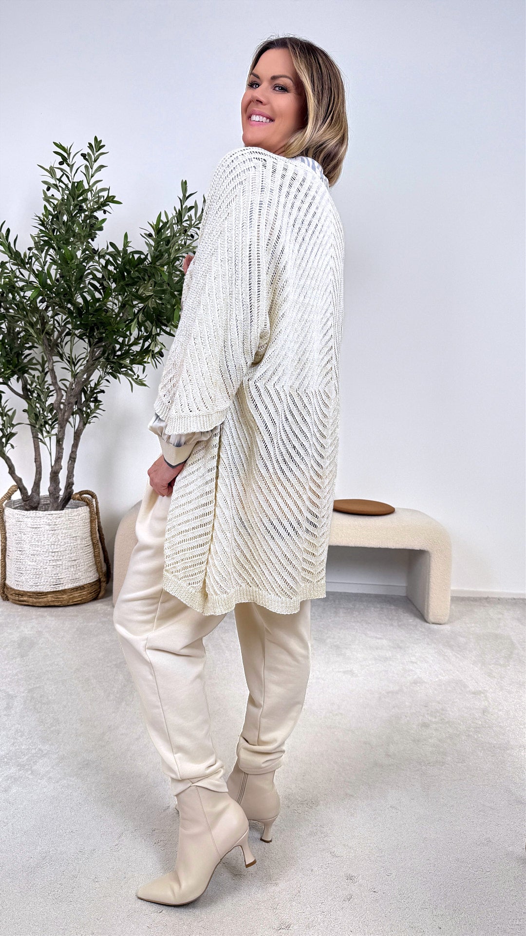 Netz Strickjacke Golden Hour *Creme*