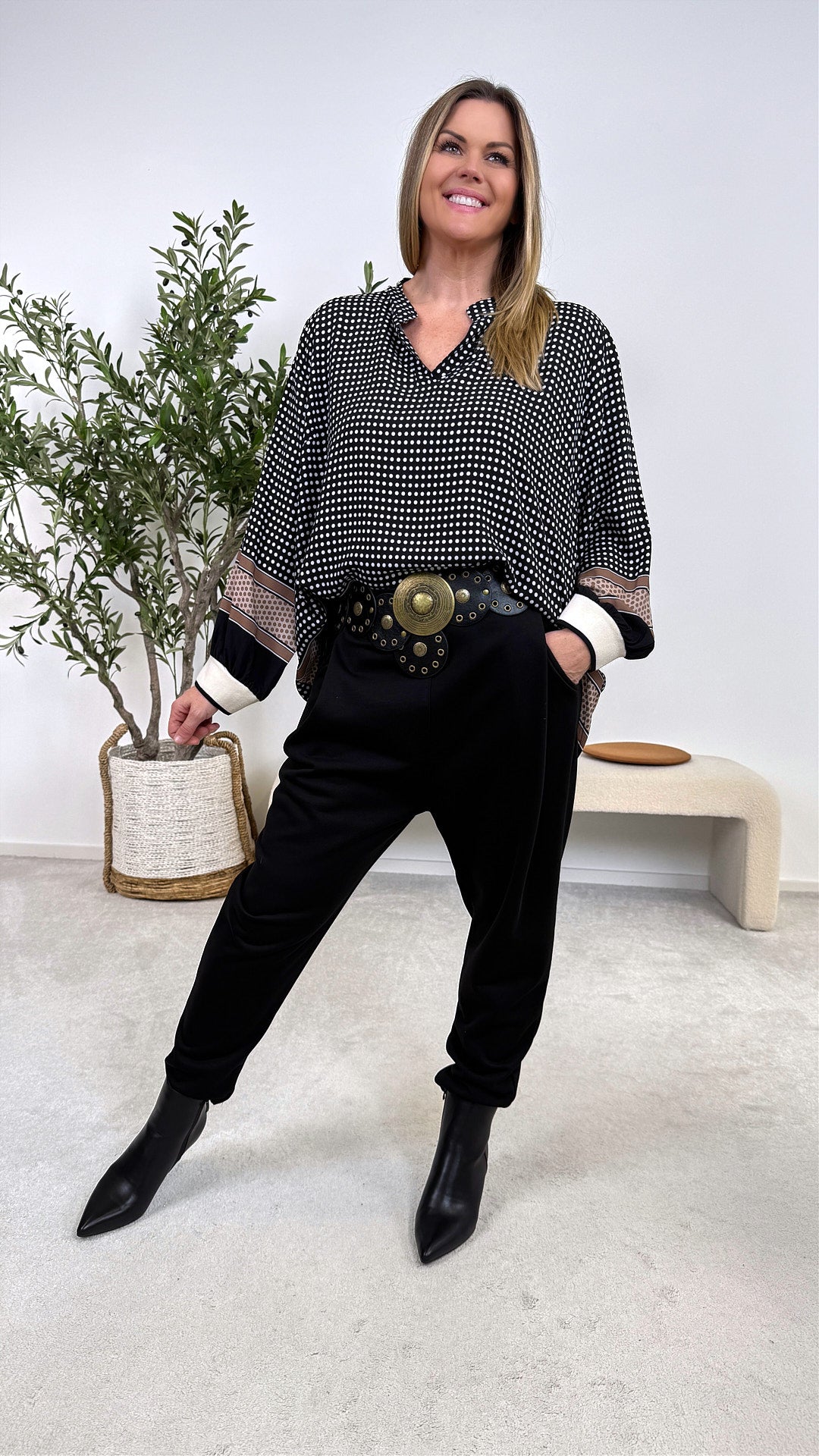 Blusenshirt Soft Retro *Schwarz*