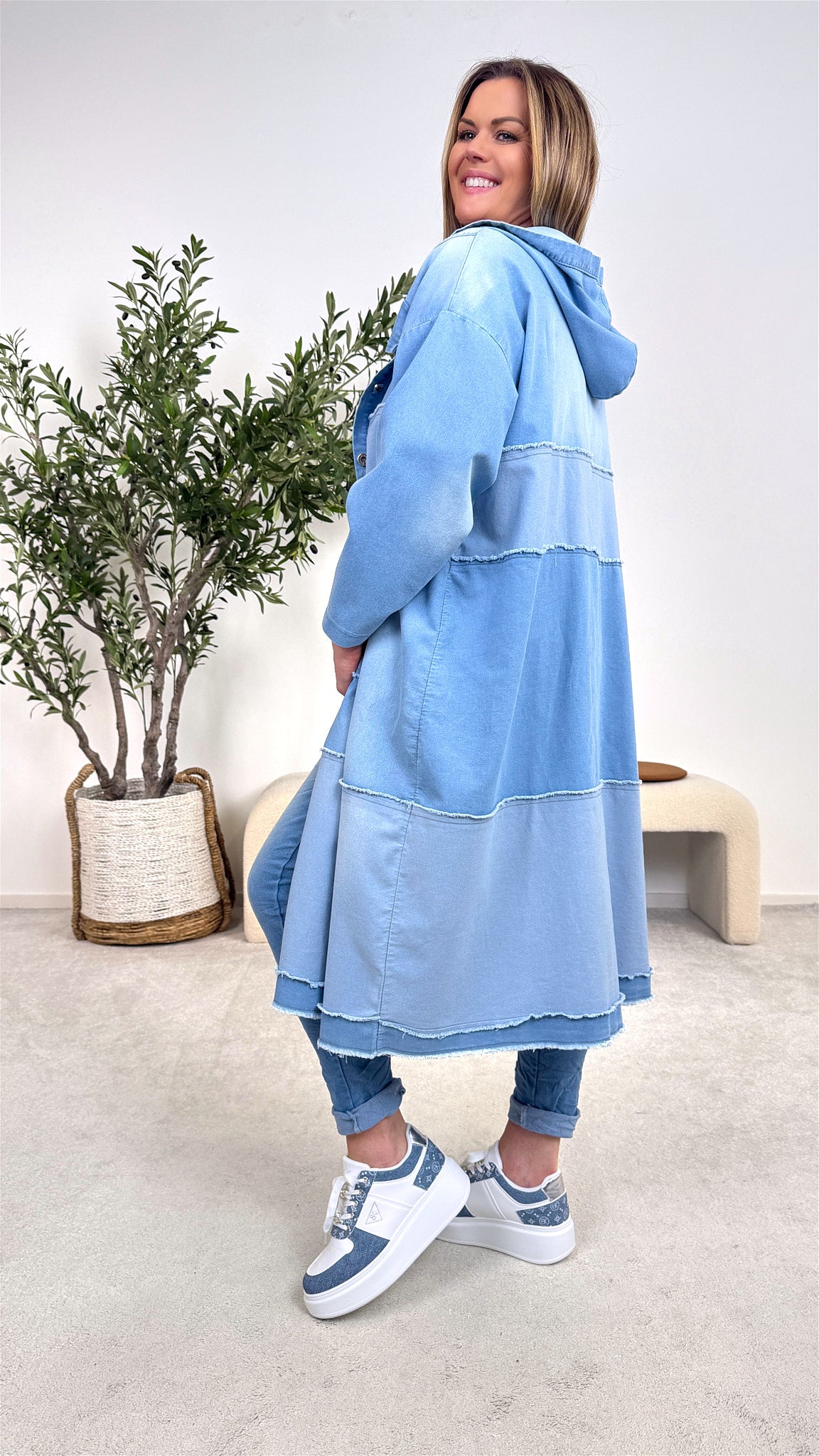 Lange Jeansjacke Urban Patch