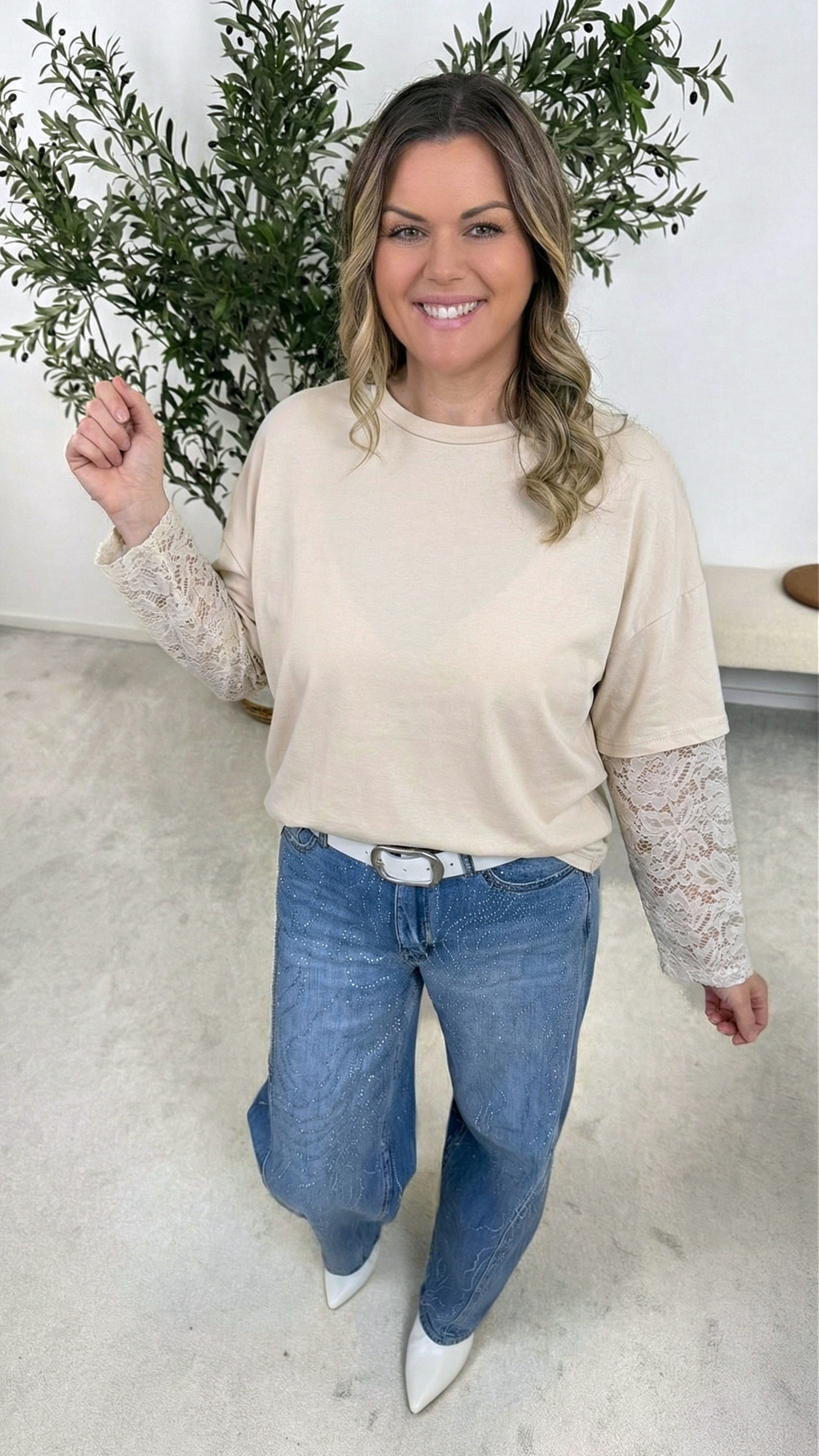 Langarmshirt Daily Blossom *Beige*