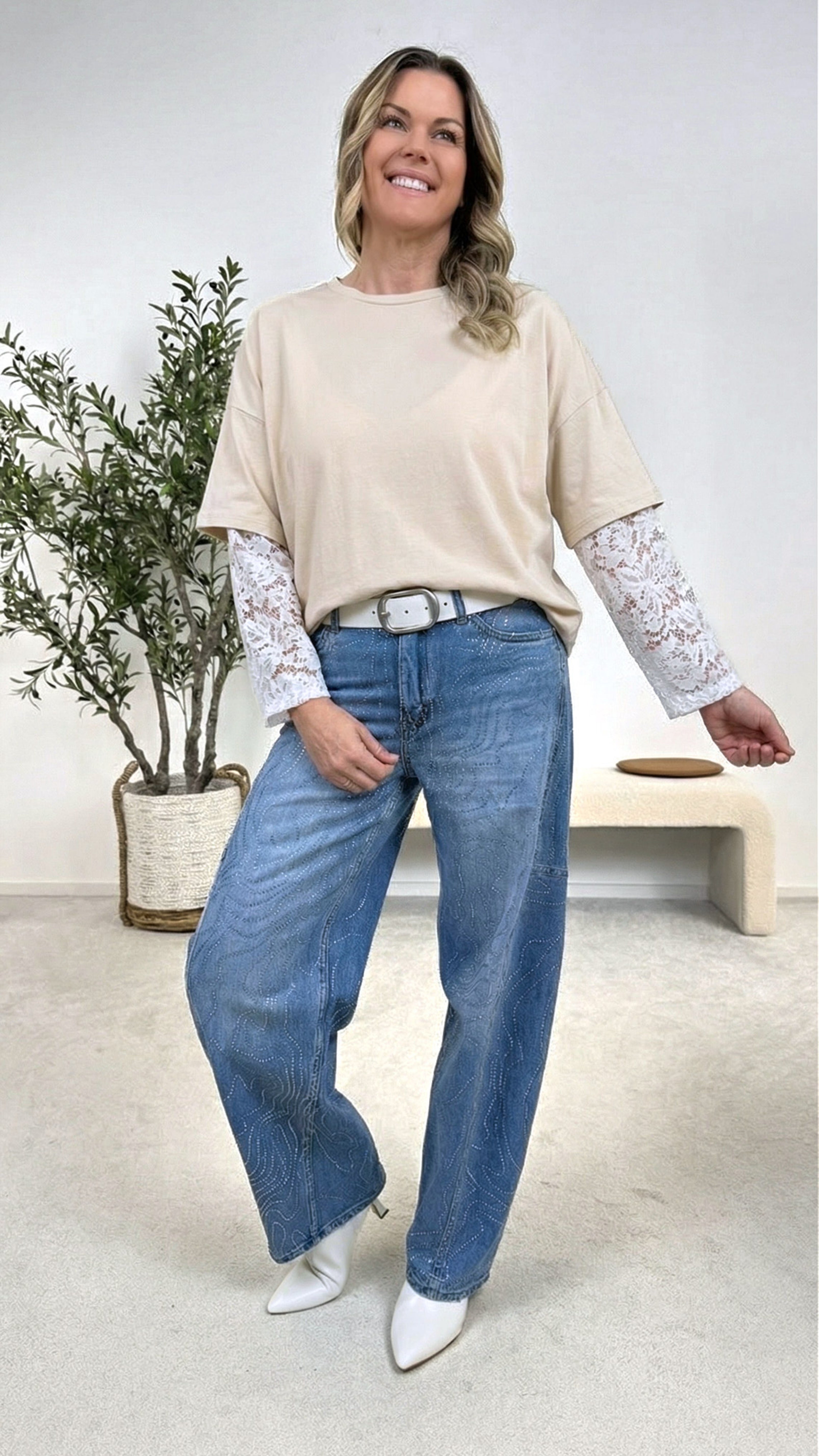 Langarmshirt Daily Blossom *Beige*