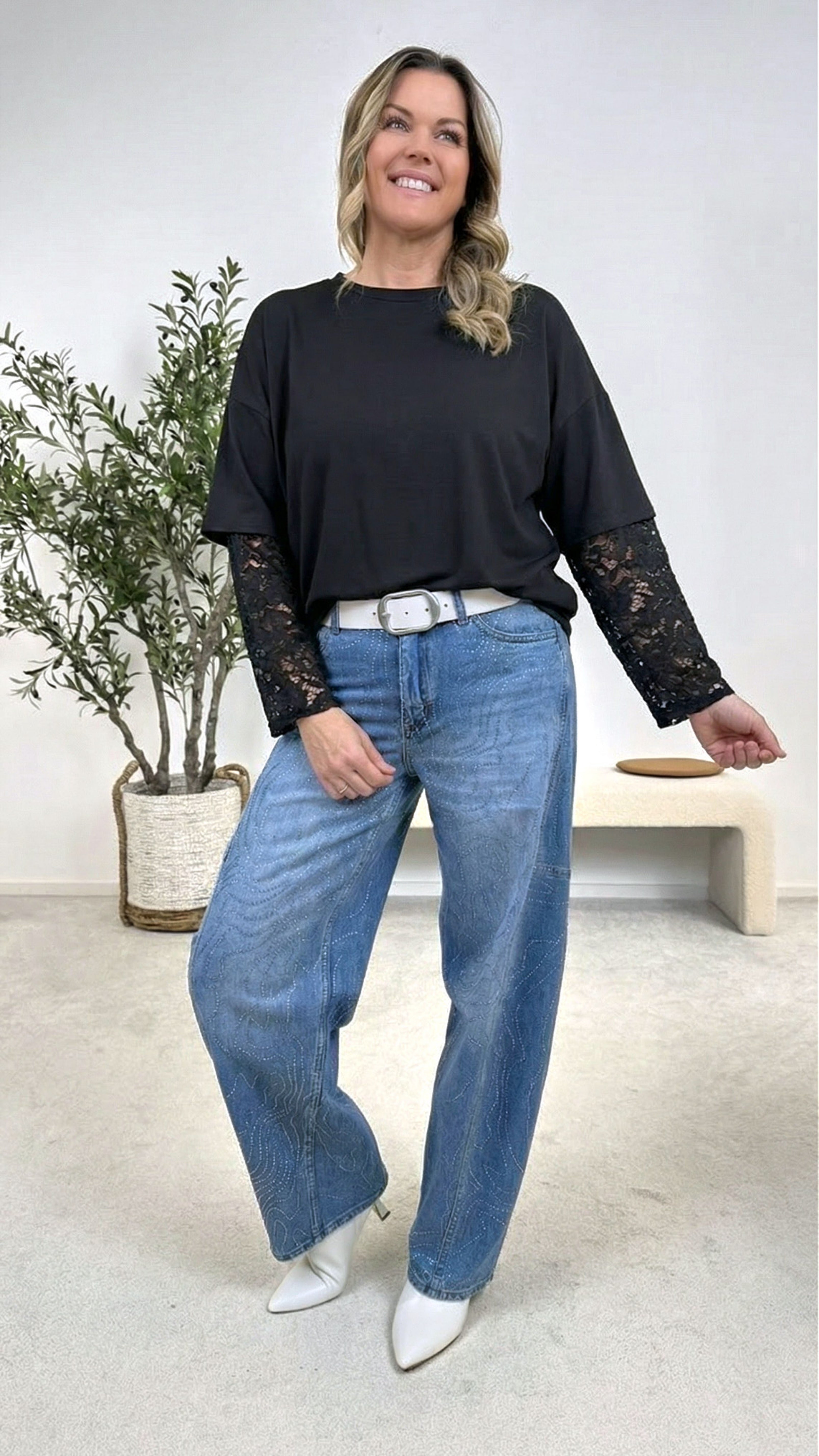 Langarmshirt Daily Blossom *Schwarz*