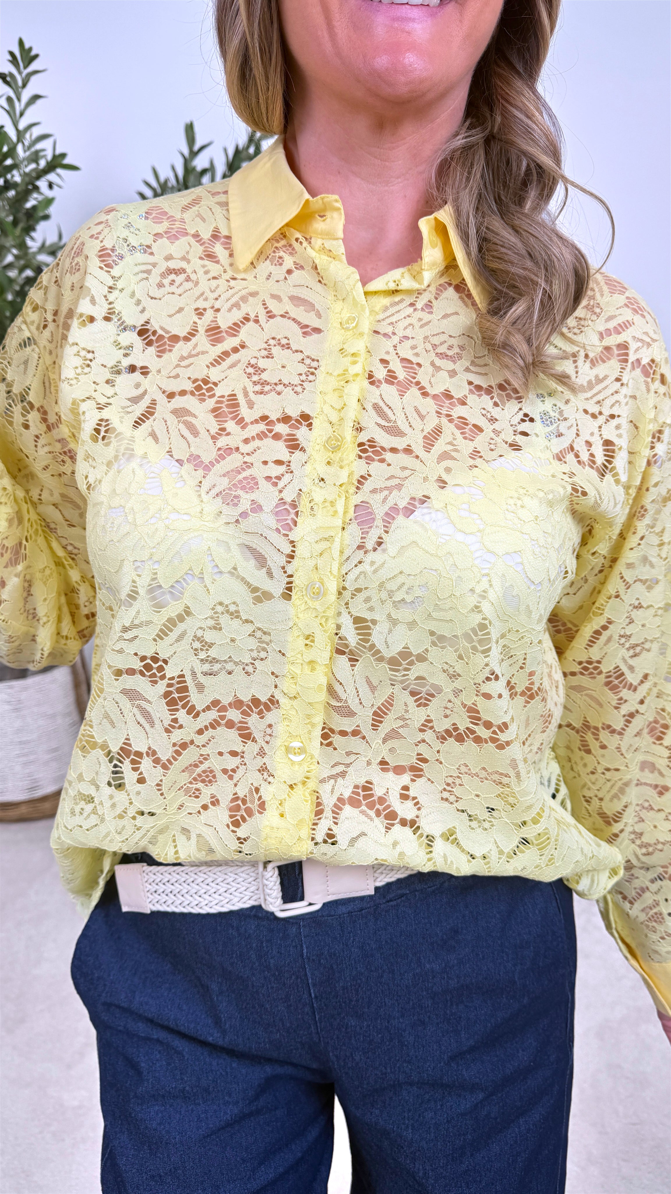 Spitzenbluse Delicate Muse *Gelb*