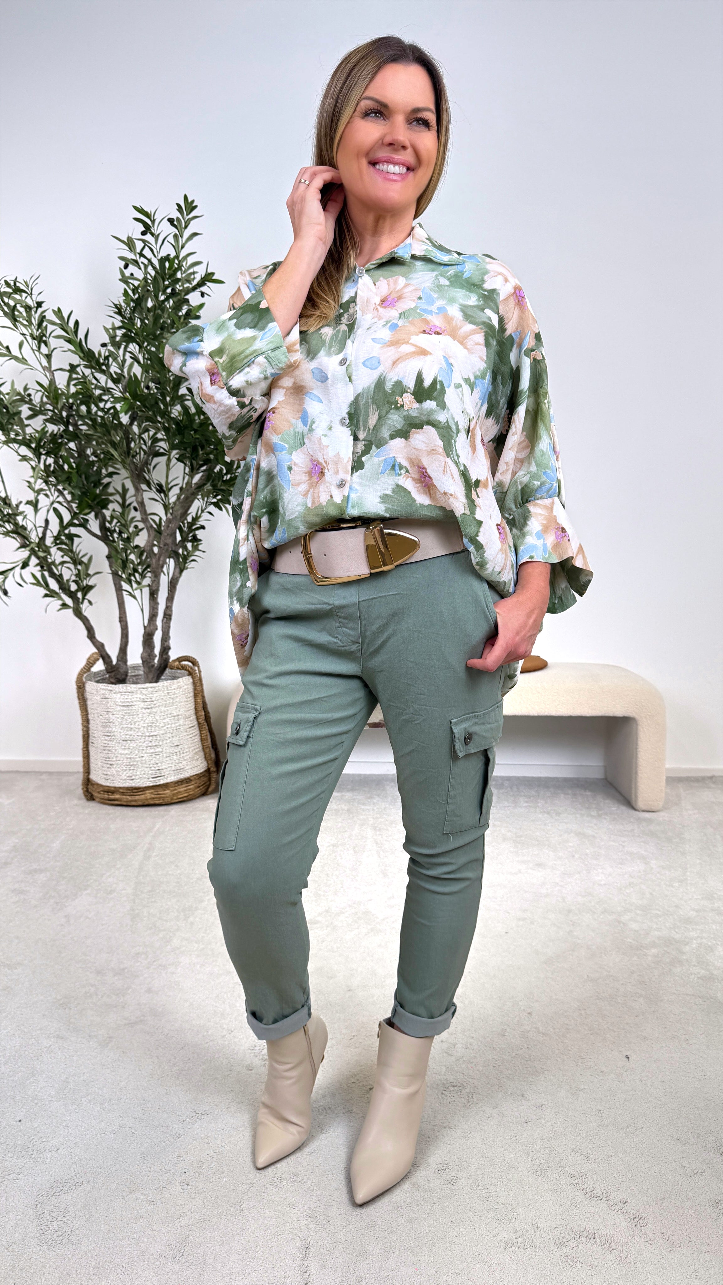 Long-Bluse Secret Botanic *Khaki*