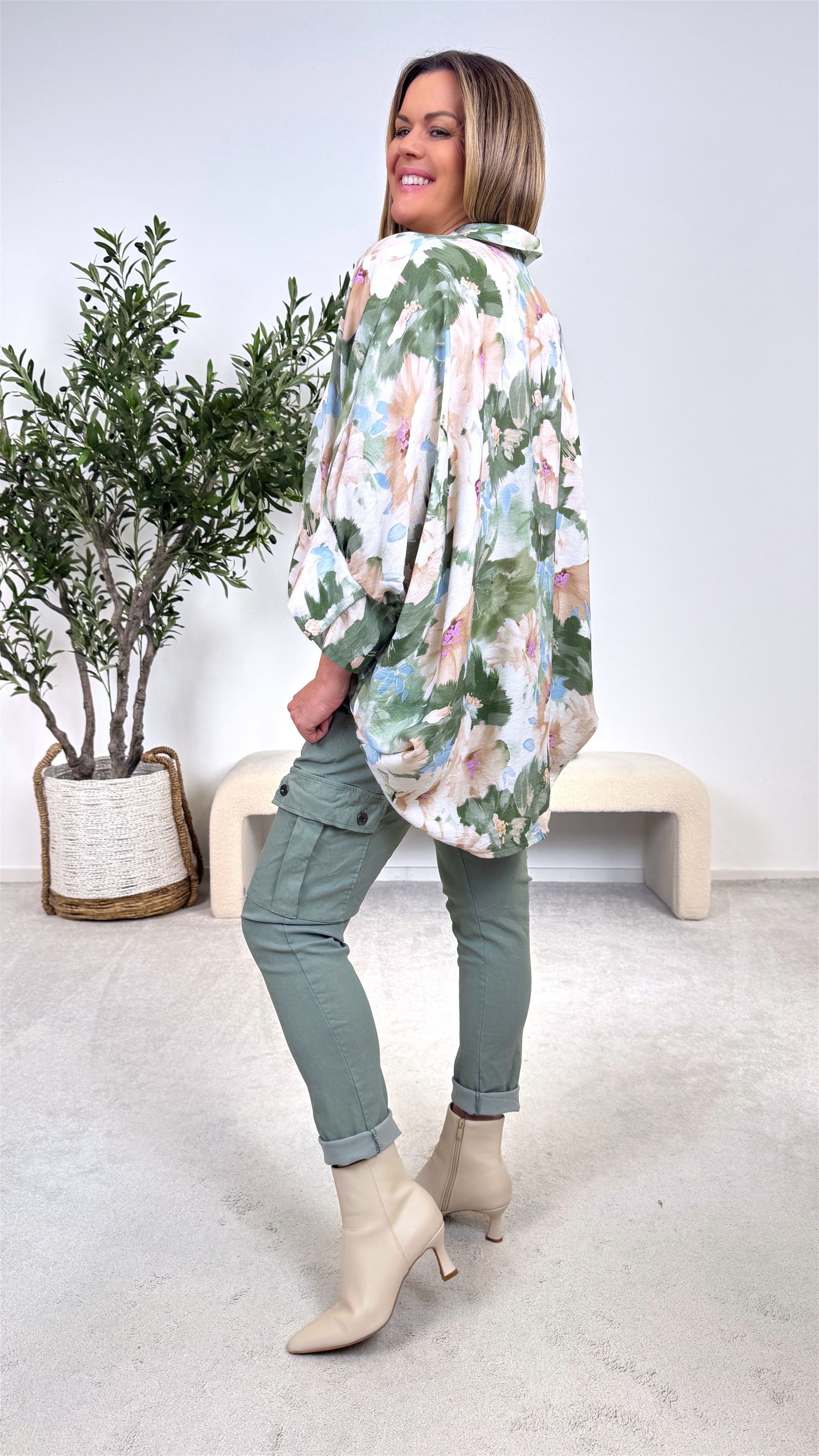 Long-Bluse Secret Botanic *Khaki*