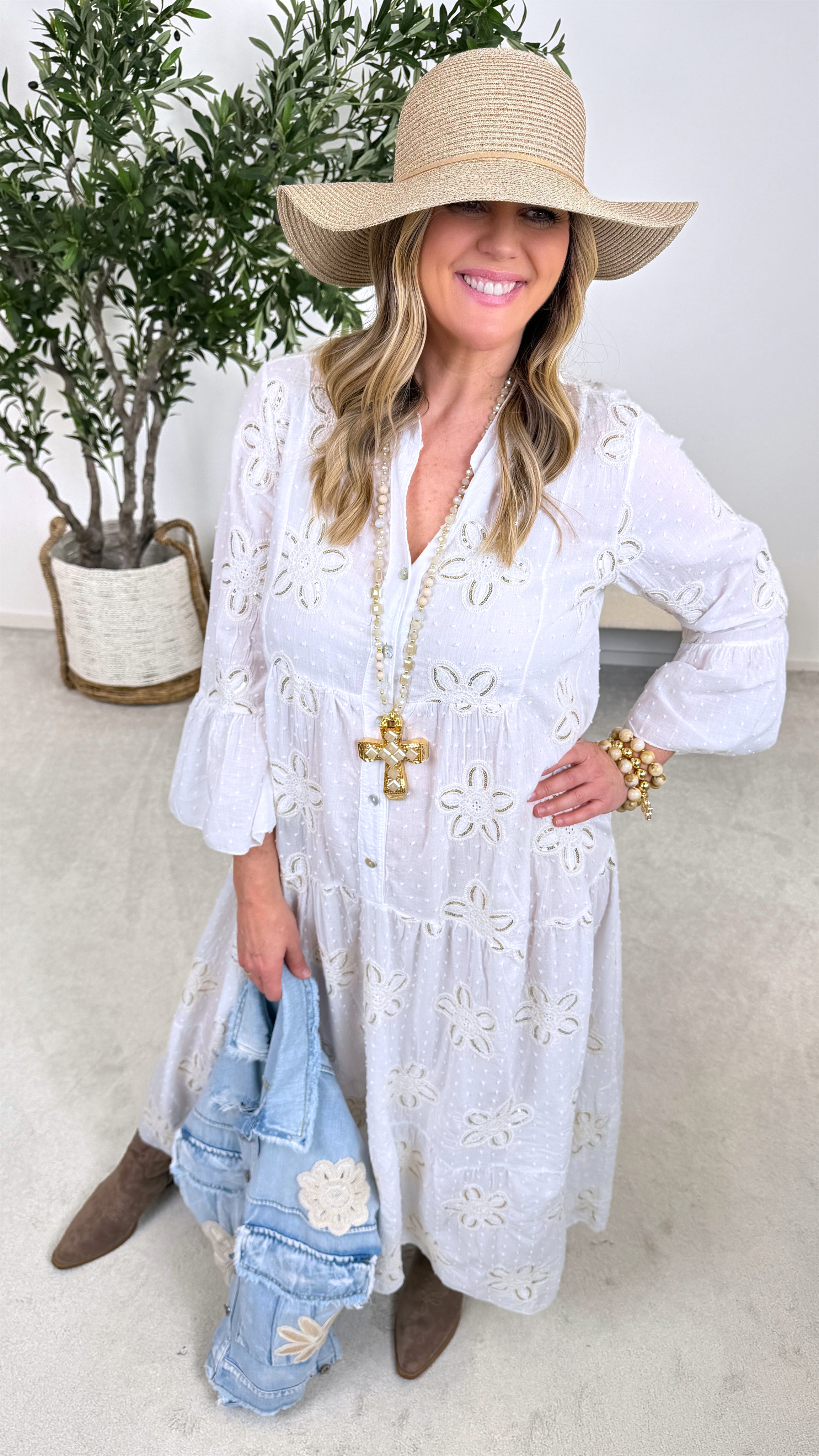 Blusenkleid Lovely Flower *Weiß*