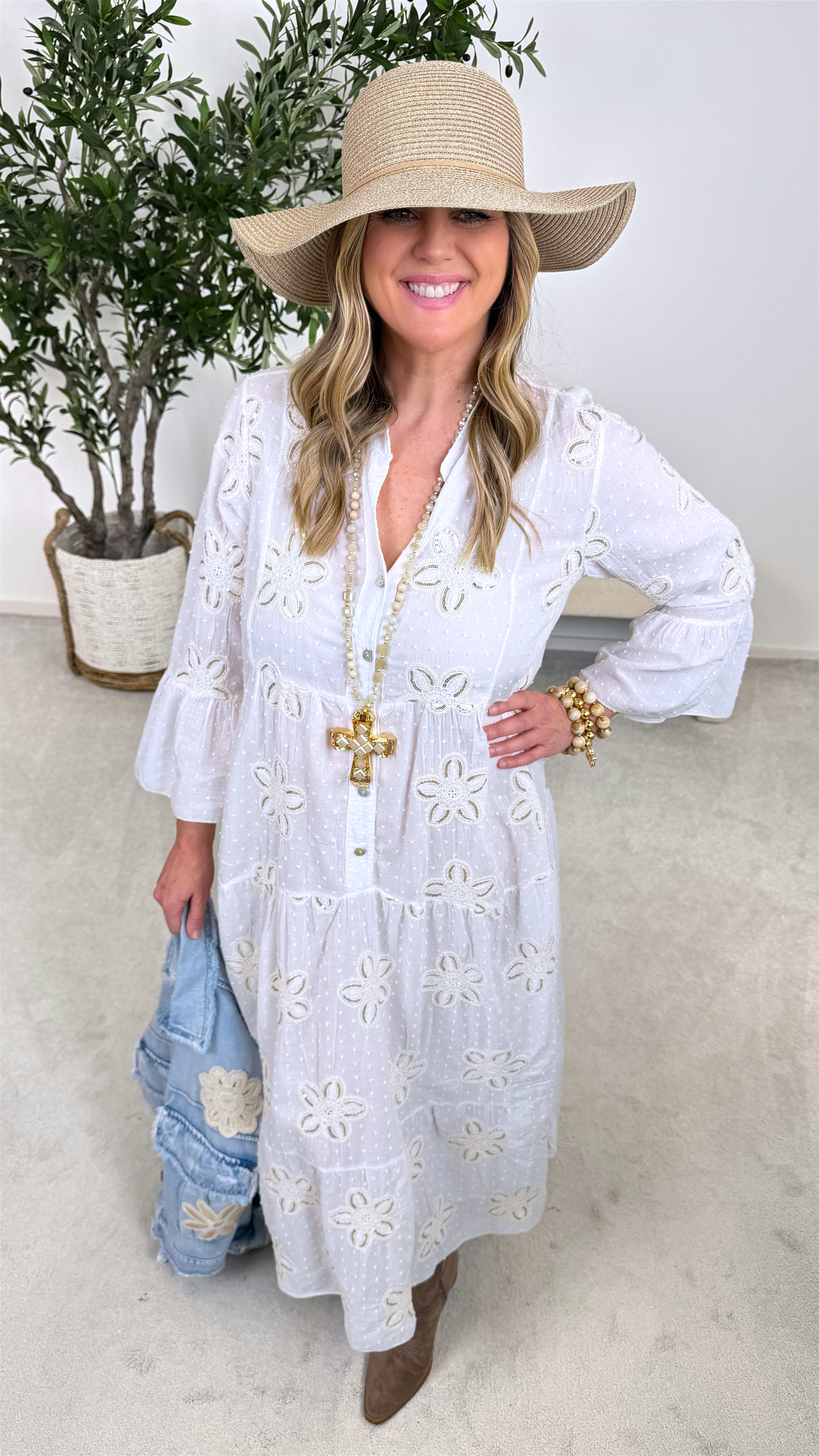 Blusenkleid Lovely Flower *Weiß*