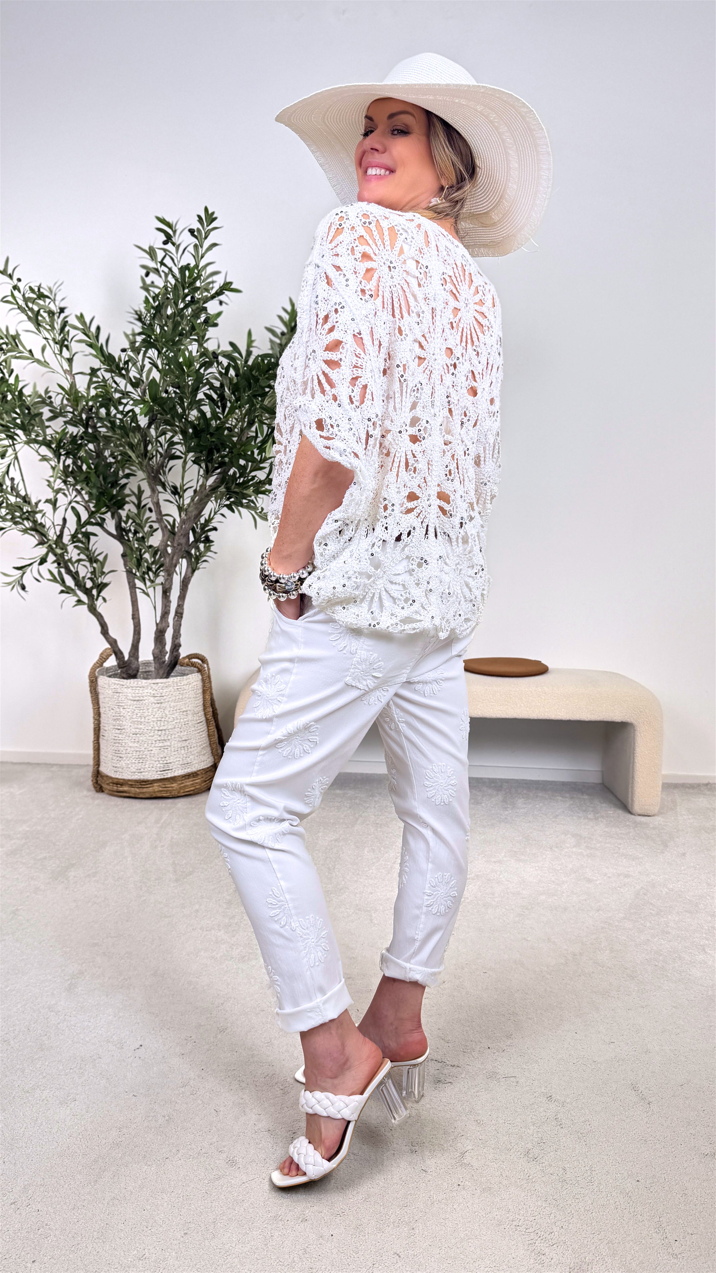 Häkel-Shirt St. Tropez Sparkle *Weiß*