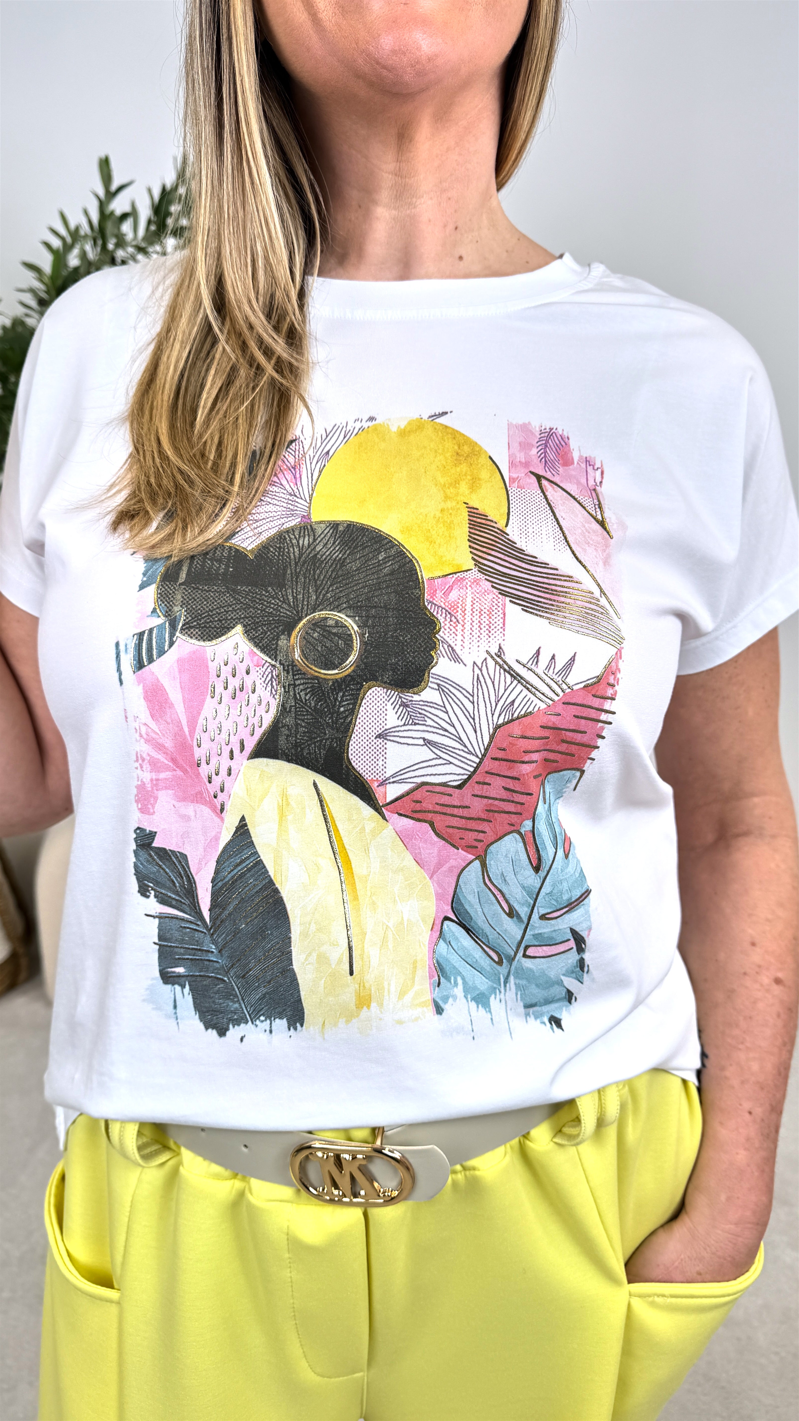 T-Shirt Golden Jungle Print *Bunt*